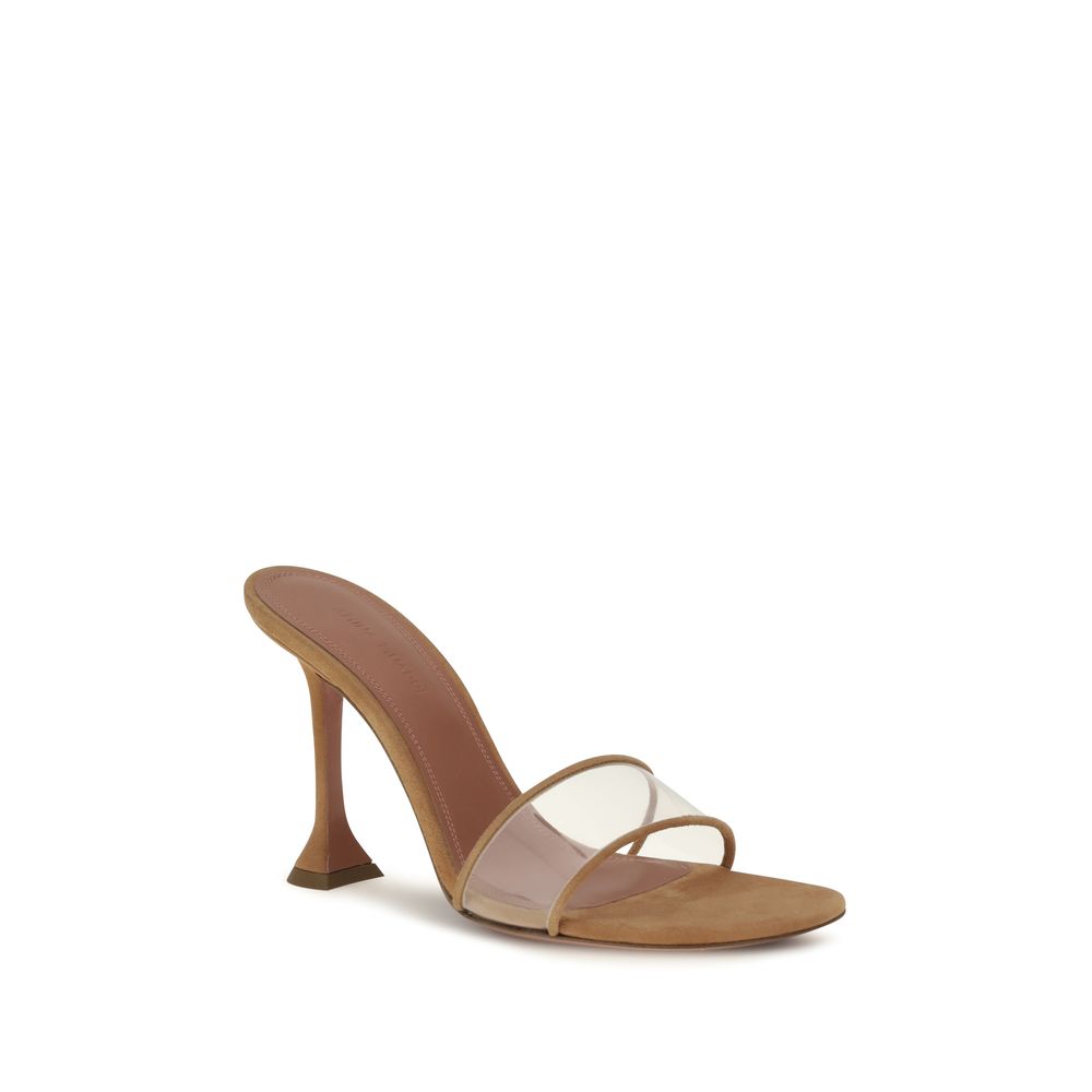 Amina Muaddi Beige Calf Leather Bos Taurus Platform Women's Sandals