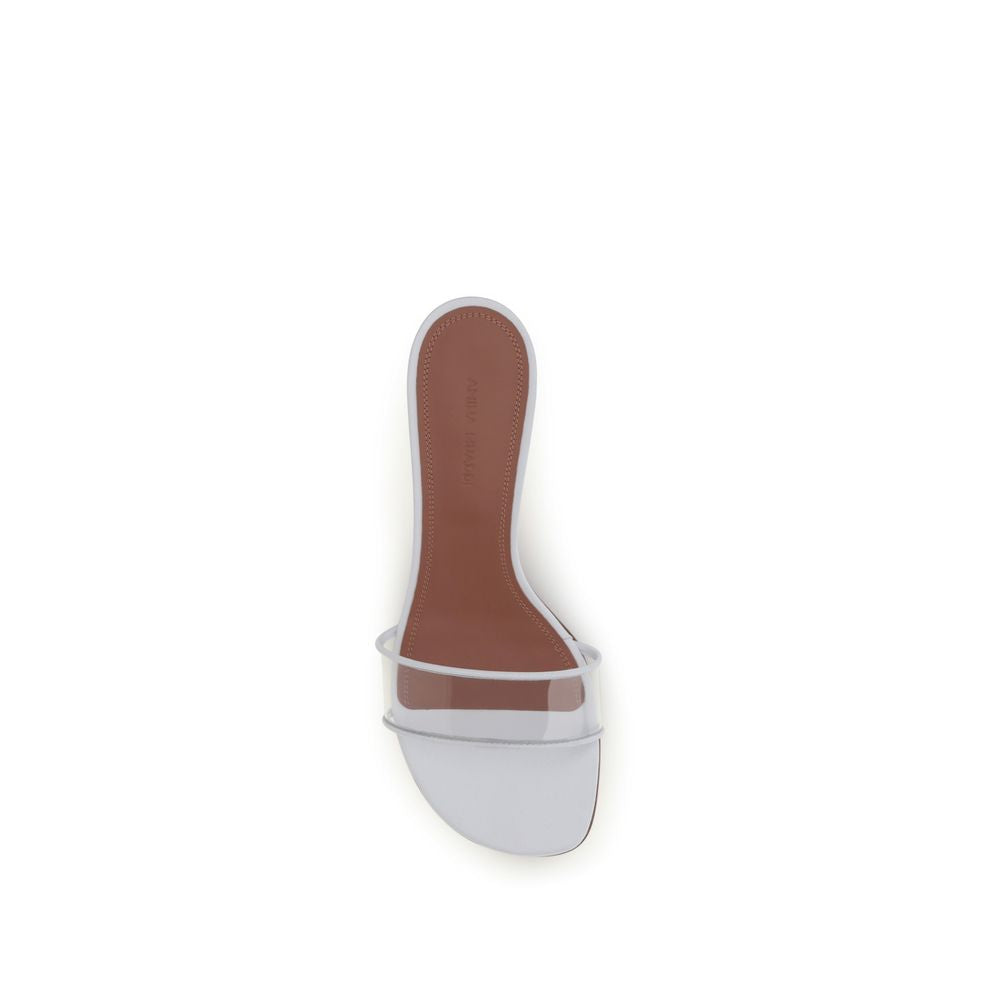 Amina Muaddi White Calf Leather Bos Taurus Women's Sandals