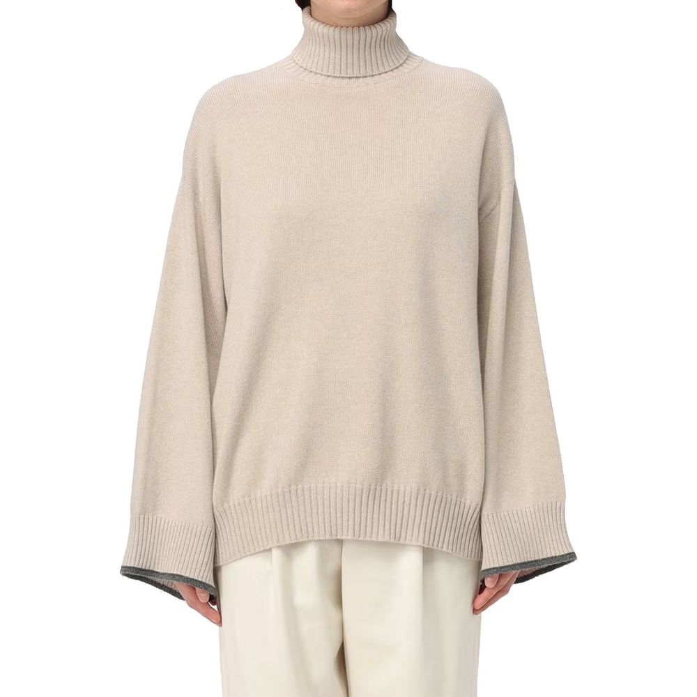 Brunello Cucinelli Beige Cashmere Women's Turtleneck