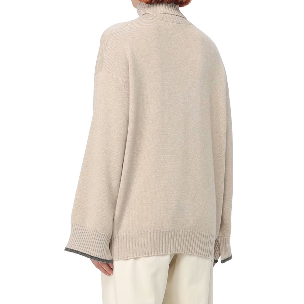 Brunello Cucinelli Beige Cashmere Women's Turtleneck
