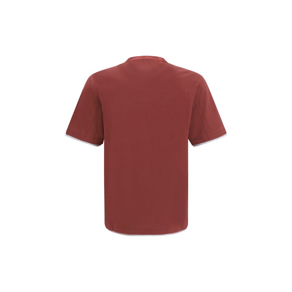 Brunello Cucinelli Bordeaux Cotton Men's T-Shirt