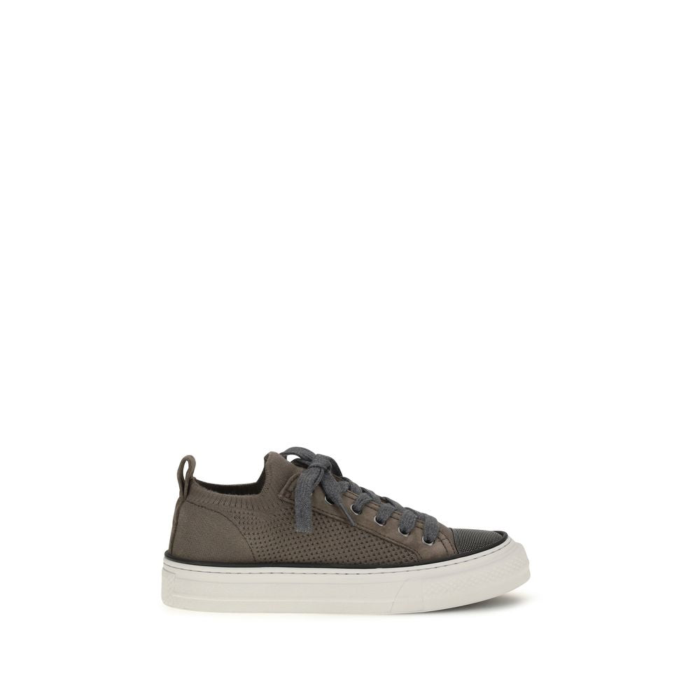 Brunello Cucinelli Brown Cotton Low Top Women's Sneakers