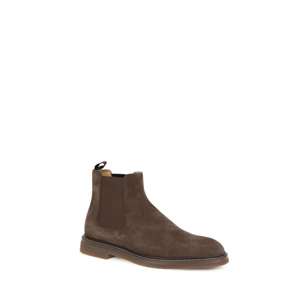 Brunello Cucinelli Brown Calf Leather Bos Taurus Chelsea Men's Boots