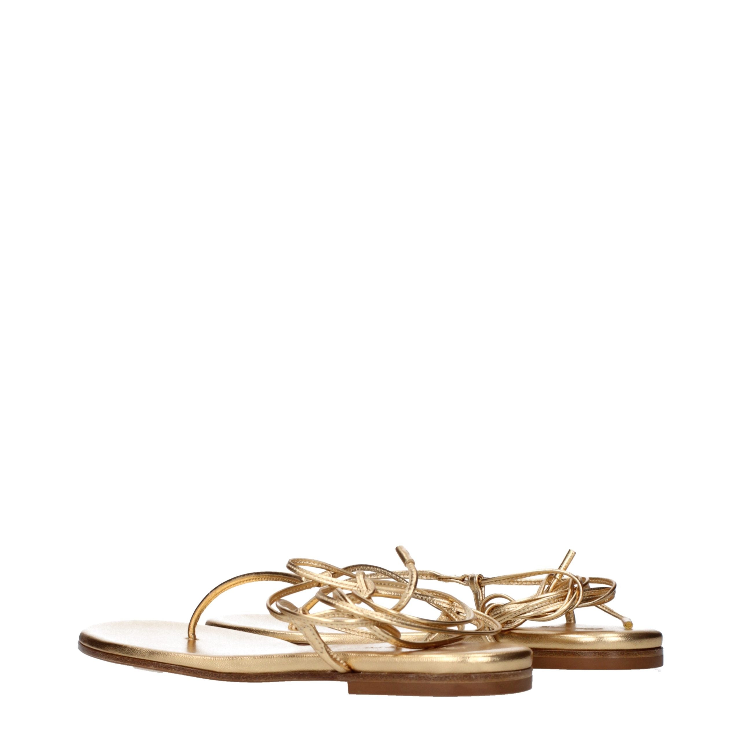 Gianvito Rossi Gold Leather Flip-Flop Women's Sandals