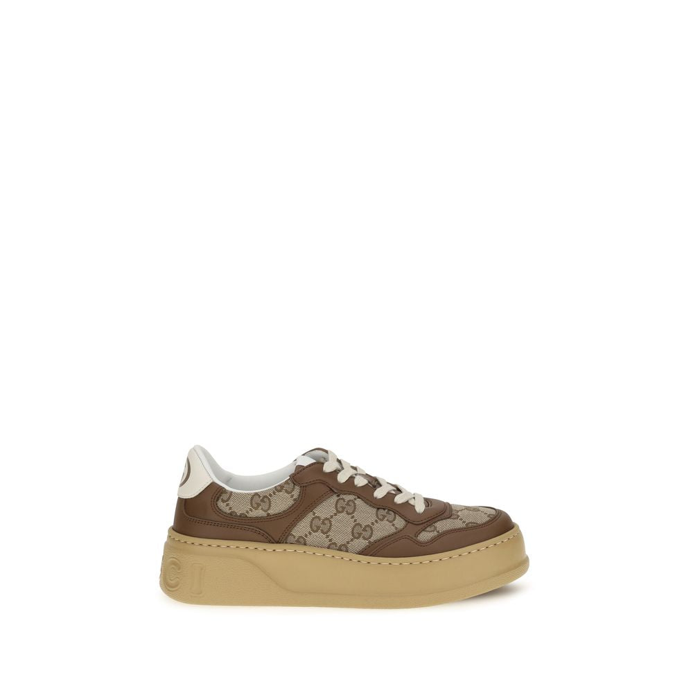 Gucci Beige Calf Leather Bos Taurus Chunky Women's Sneakers