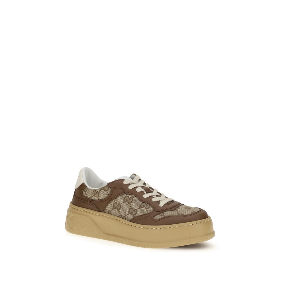 Gucci Beige Calf Leather Bos Taurus Chunky Women's Sneakers