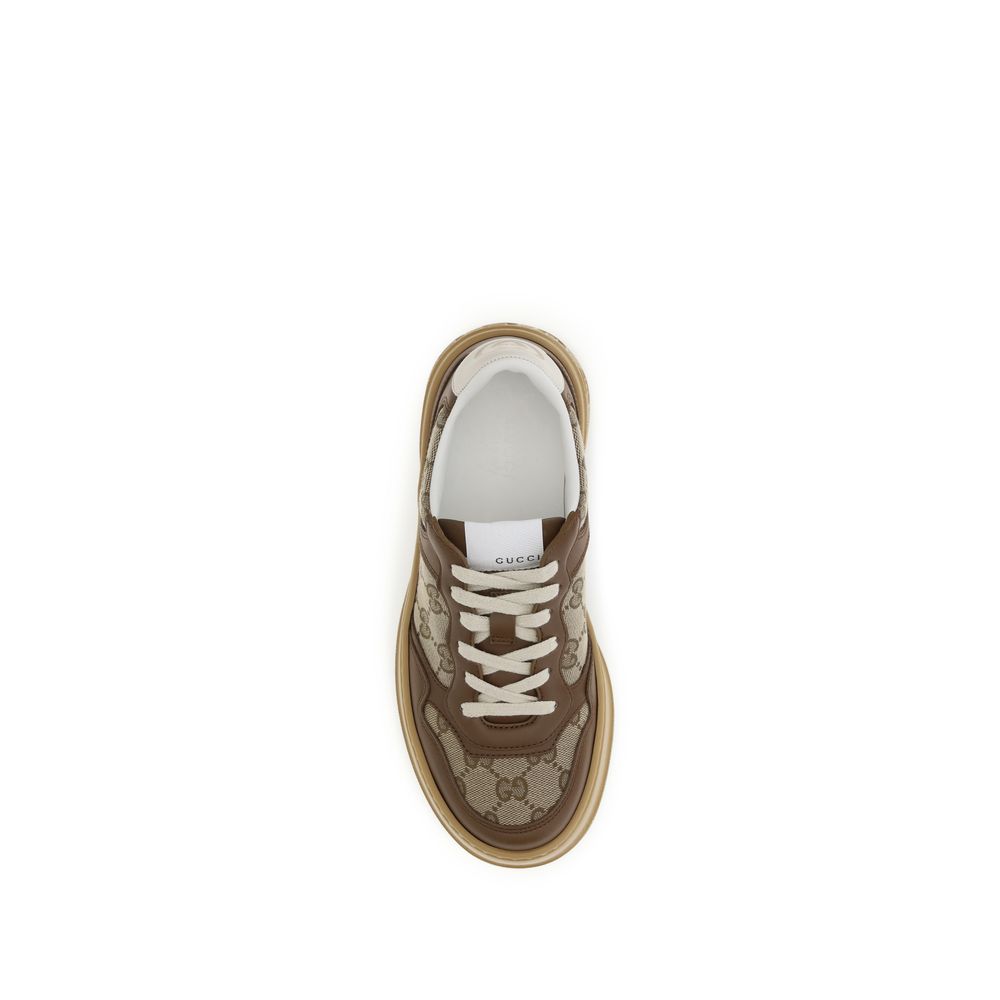 Gucci Beige Calf Leather Bos Taurus Chunky Women's Sneakers