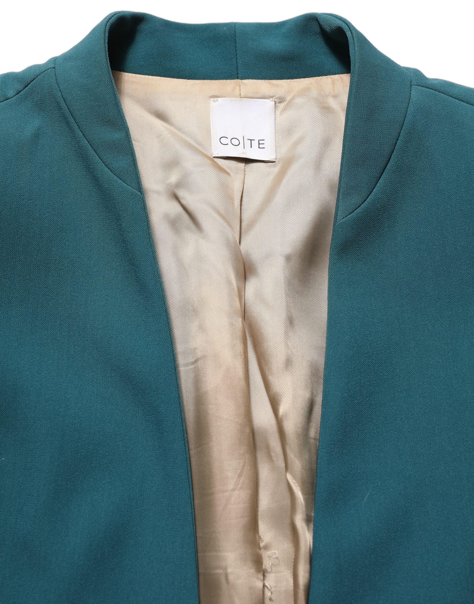 CO|TE Dark Green Beige Polyester Overcoat Women Blazer Women's Jacket (Pre-Owned)