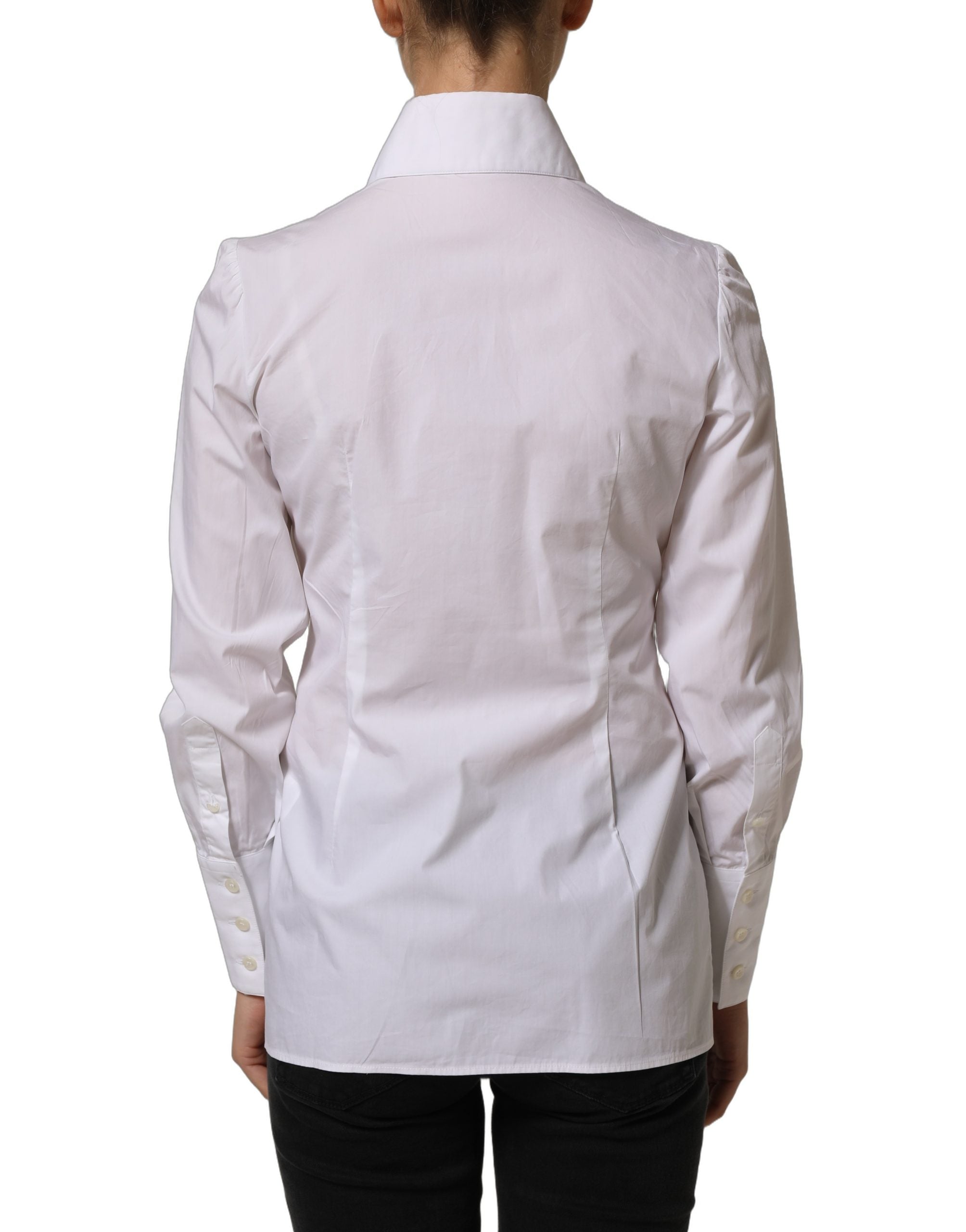 Dolce & Gabbana White Collared Long Sleeves Dress Shirt Women's Top (Pre-Owned)
