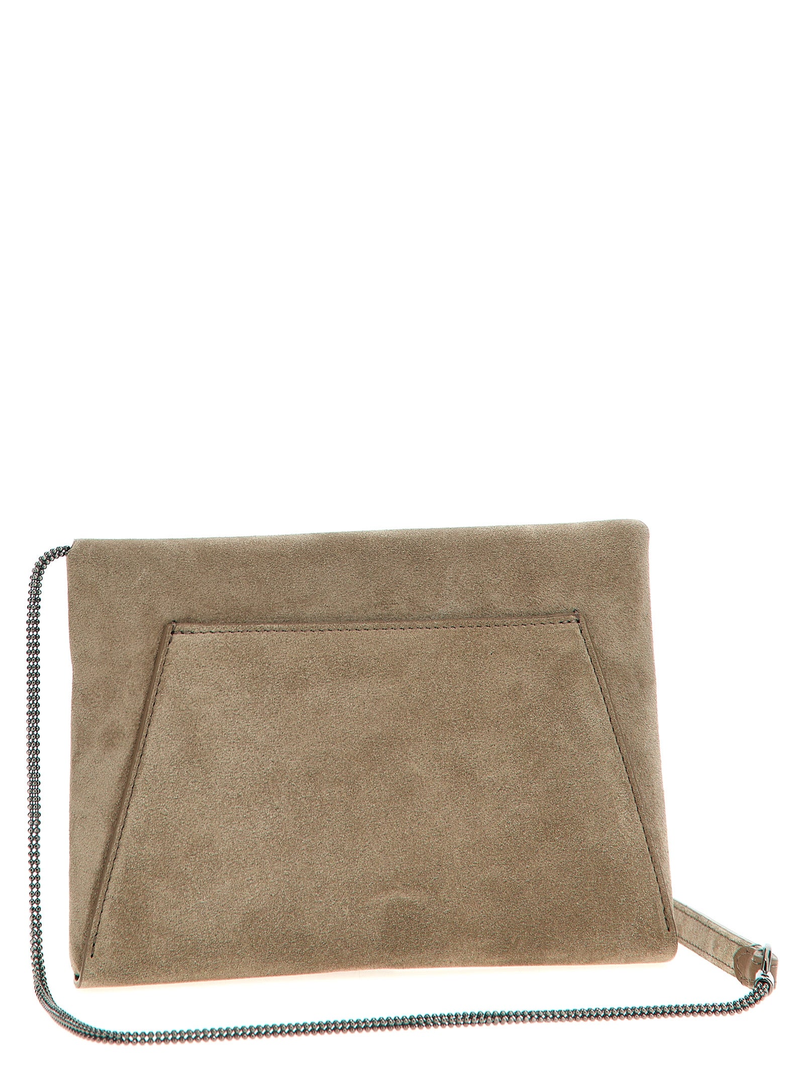 Brunello Cucinelli Gray Calfskin Clutch Women's Bag