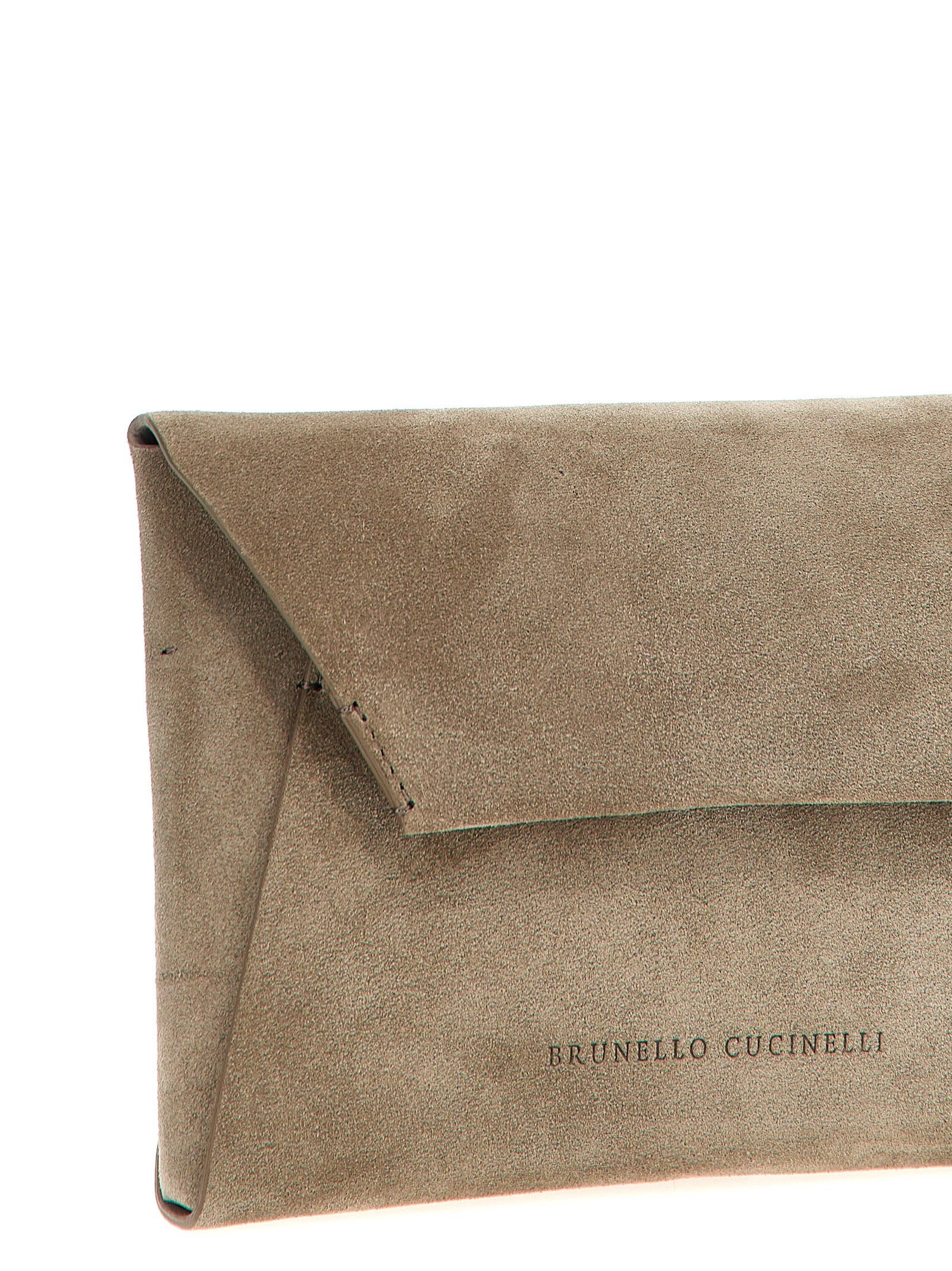 Brunello Cucinelli Gray Calfskin Clutch Women's Bag