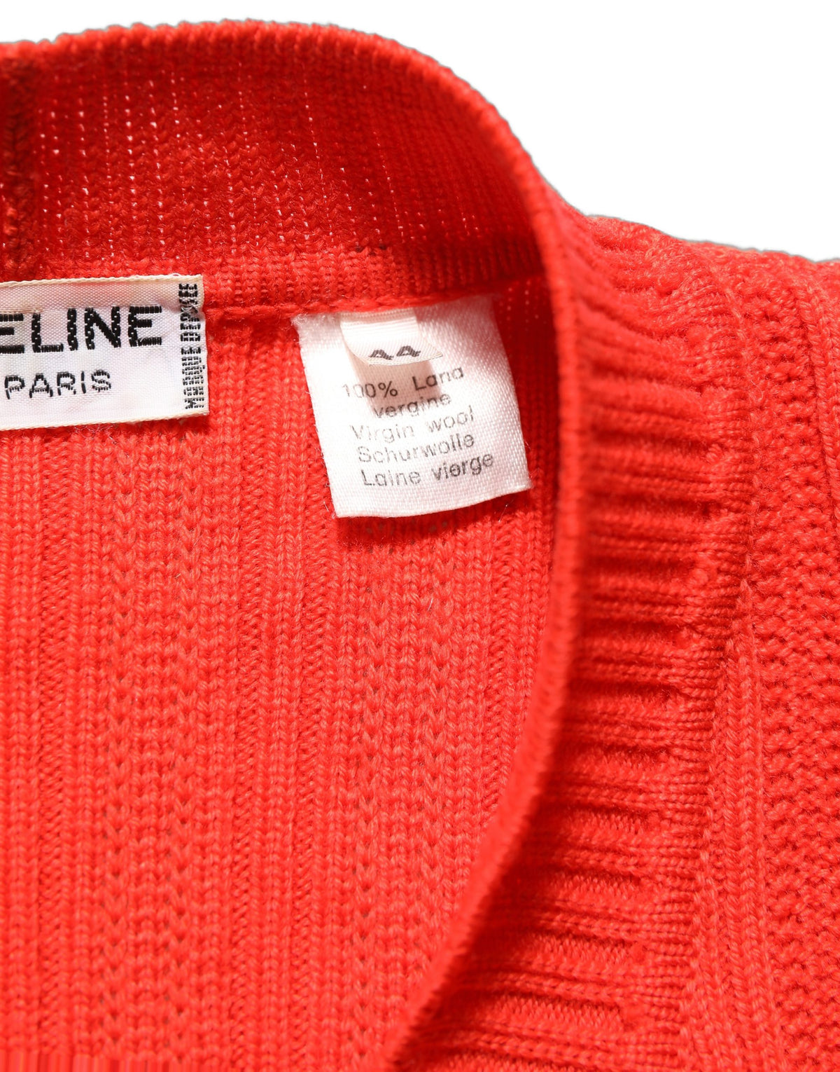 Celine Red Wool Knit ButtonEmbellished Cardigan Women's Sweater (Pre-Owned)