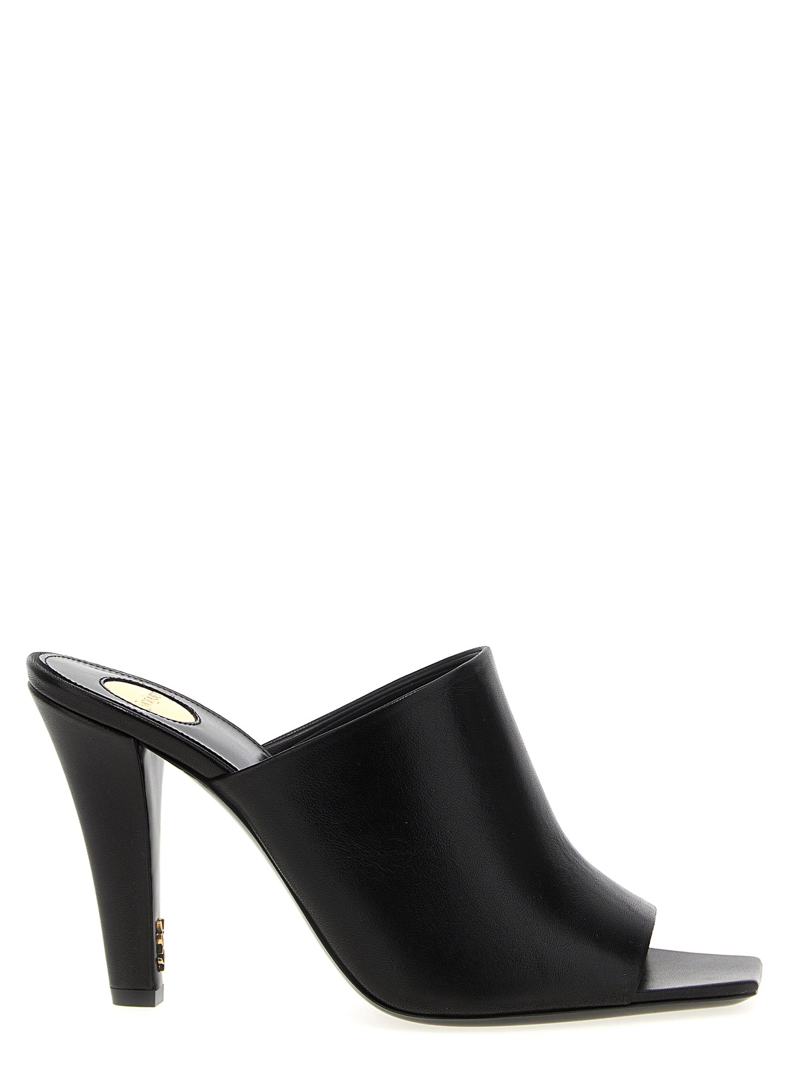Saint Laurent Black Leather Stiletto Heel Women's Sandals