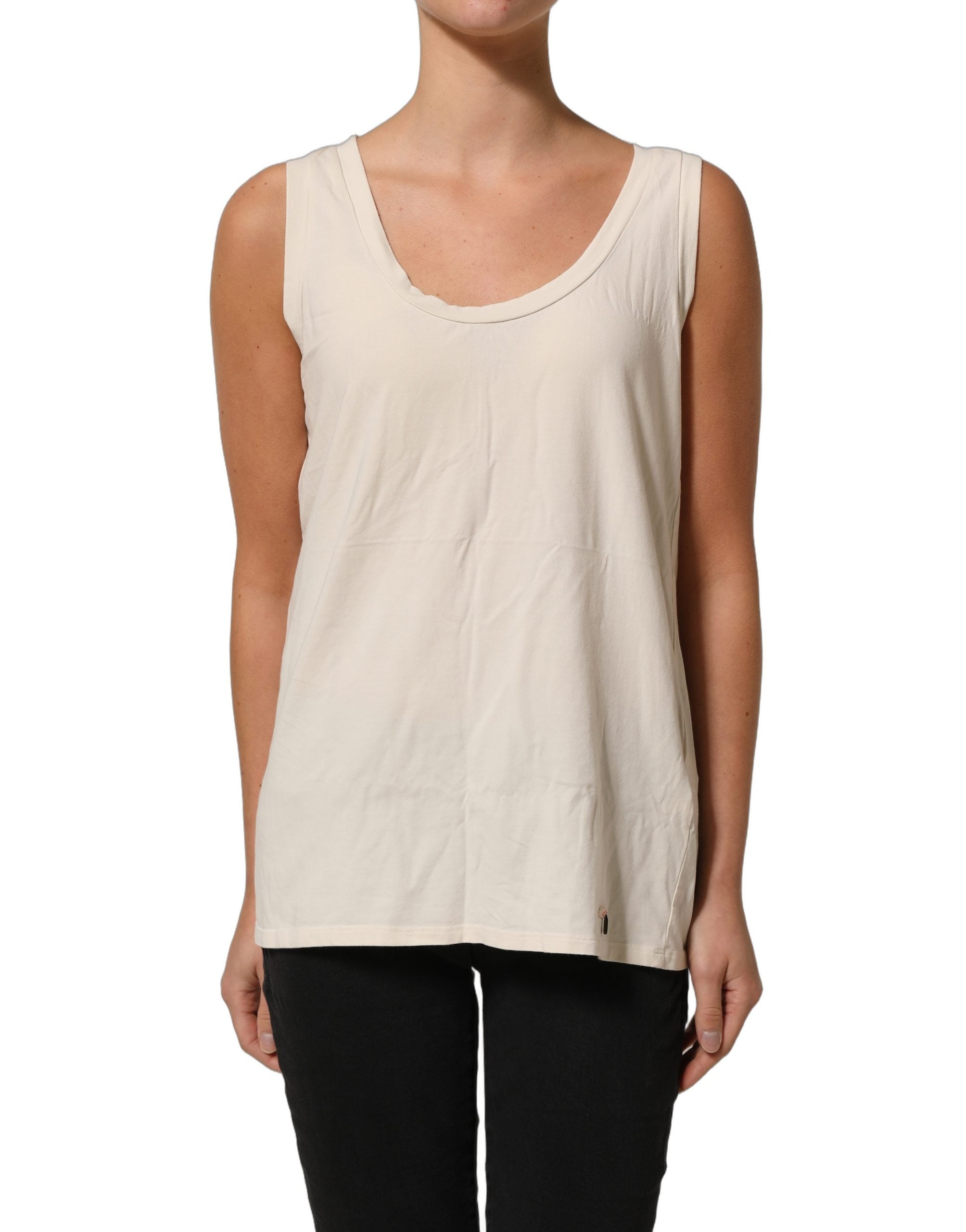 Aniye By Beige Viscose Sleeveless Round Neck Women Tank Women's Top