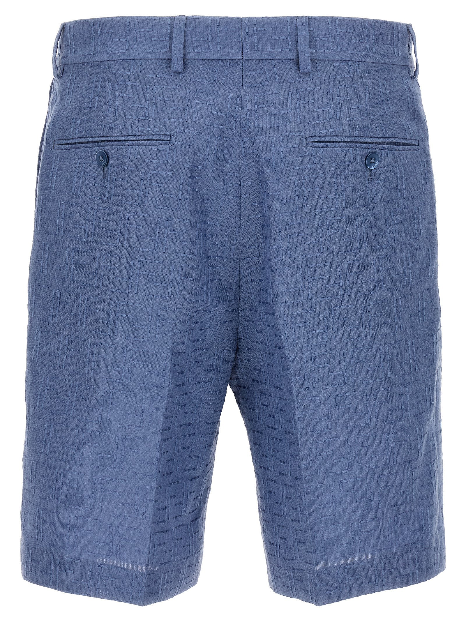 Fendi Blue Linen Bermuda Men's Shorts
