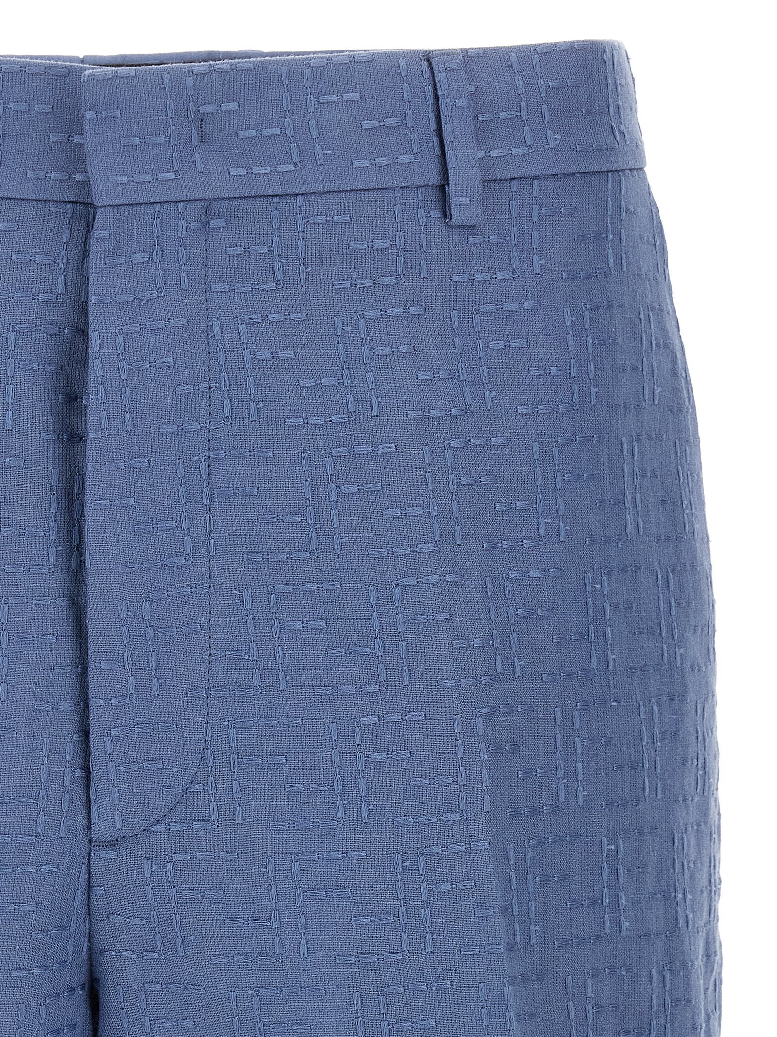 Fendi Blue Linen Bermuda Men's Shorts