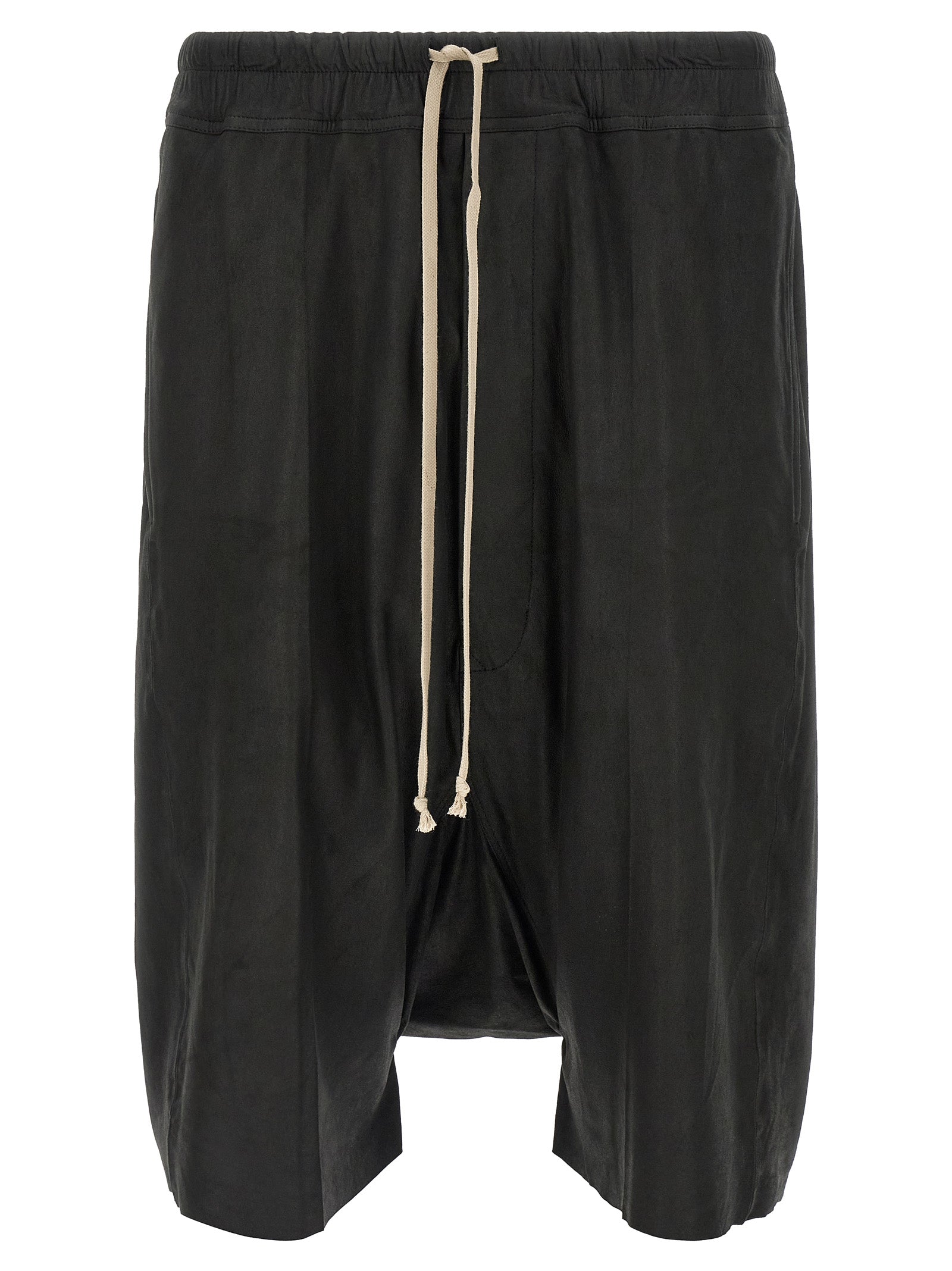 Rick Owens Black Lamb Leather Bermuda Men's Shorts