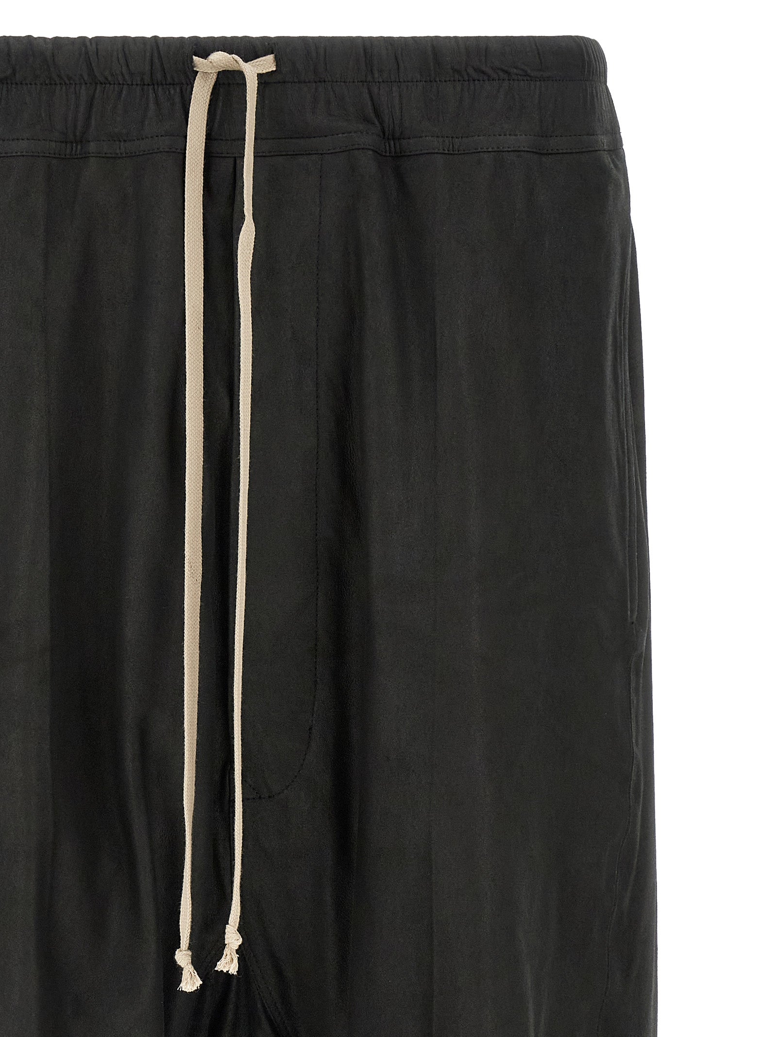 Rick Owens Black Lamb Leather Bermuda Men's Shorts