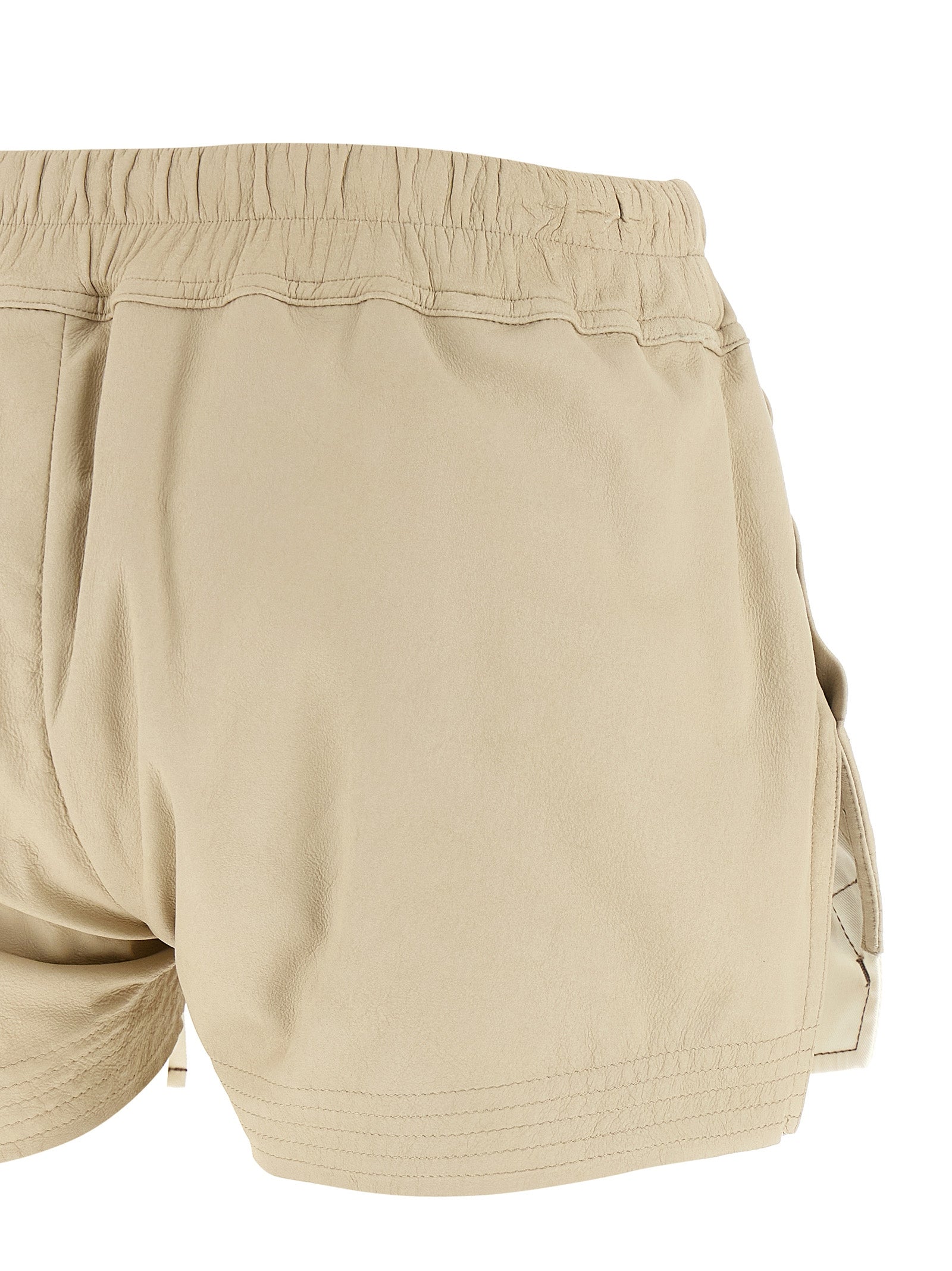 Rick Owens Beige Lamb Leather Bermuda Women's Shorts