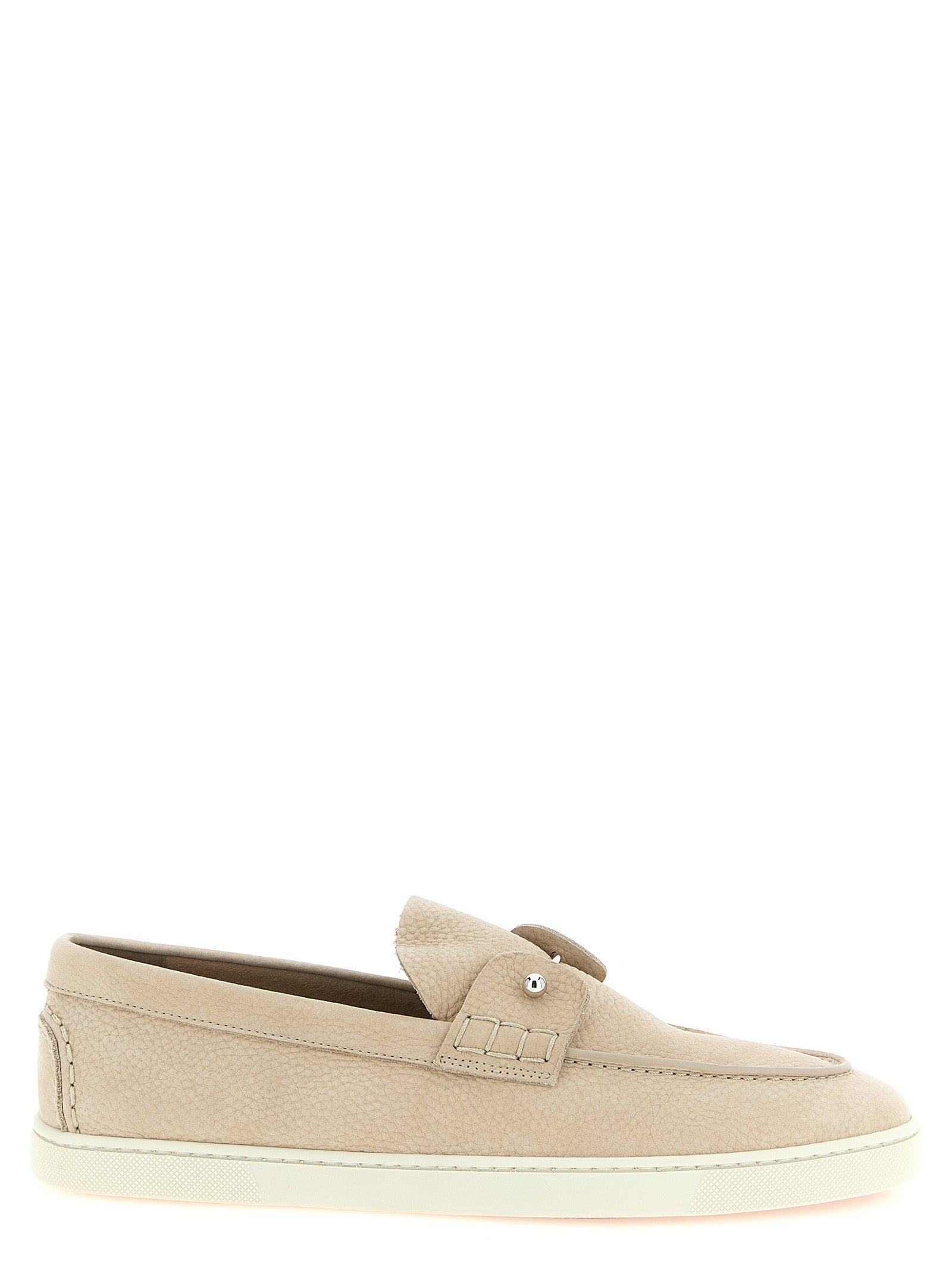 Christian Louboutin Beige Calfskin Slip-On Men's Loafers