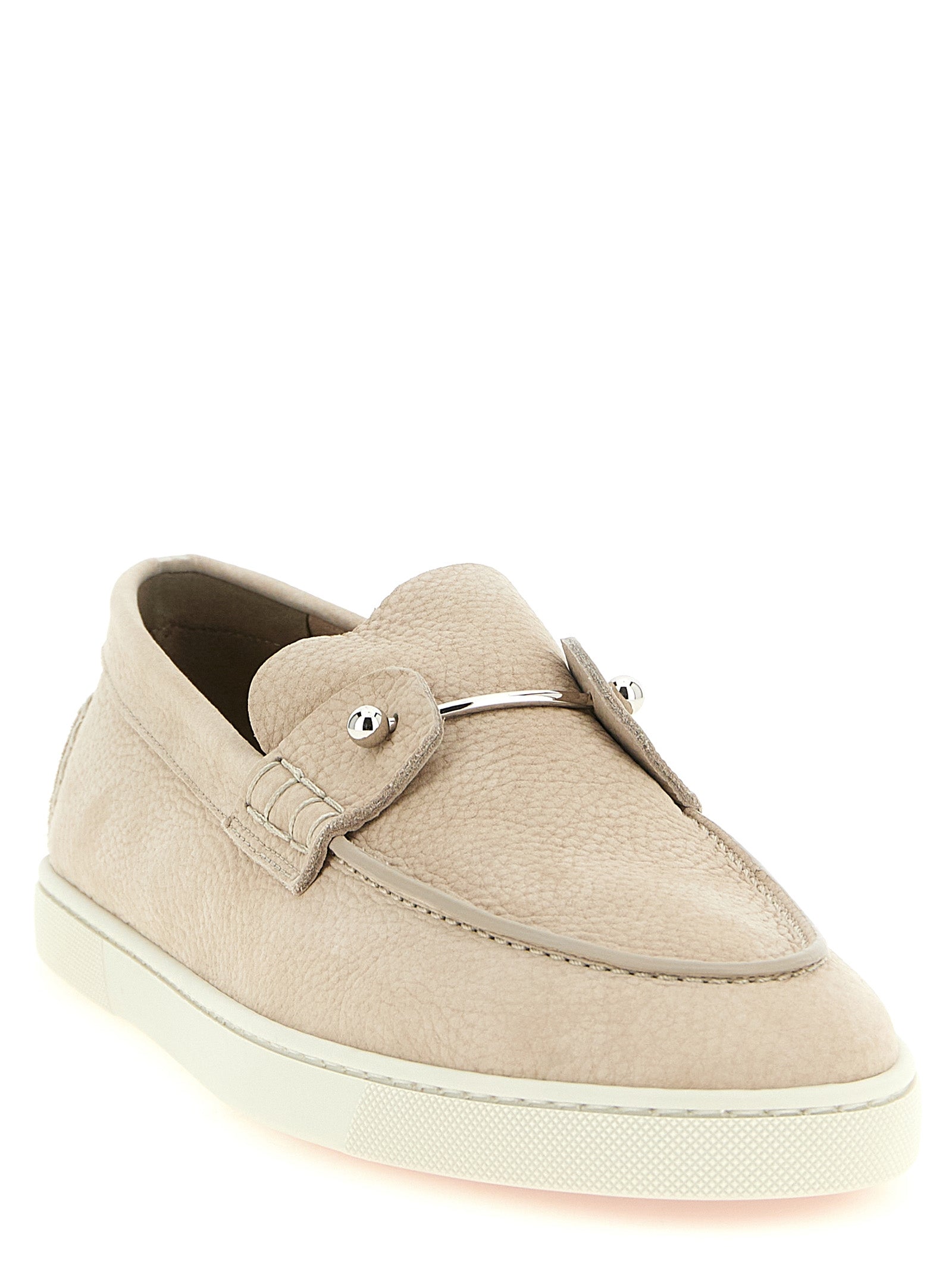 Christian Louboutin Beige Calfskin Slip-On Men's Loafers
