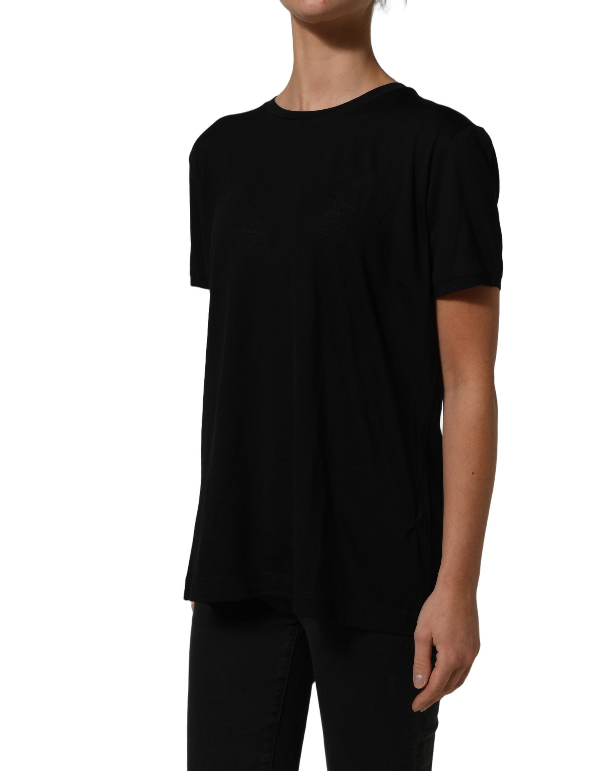 Dolce & Gabbana Black Wool Crew Neck Short Sleeves Women's T-shirt (Pre-Owned)