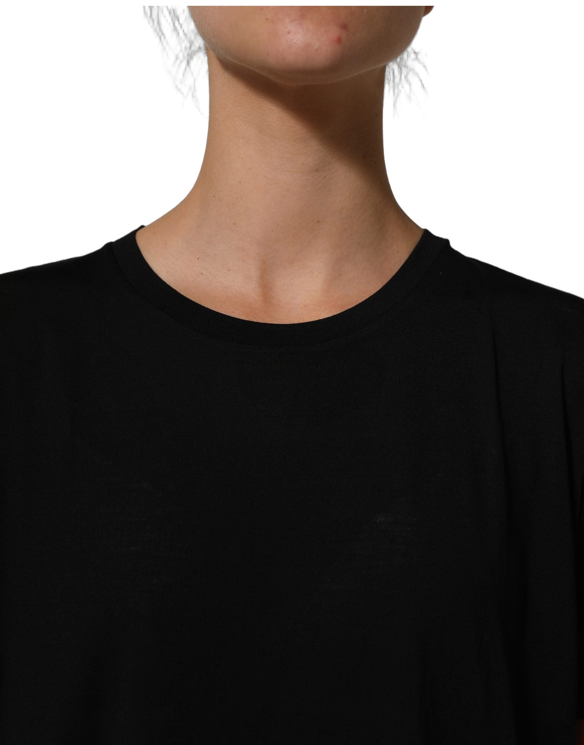 Dolce & Gabbana Black Wool Crew Neck Short Sleeves Women's T-shirt (Pre-Owned)