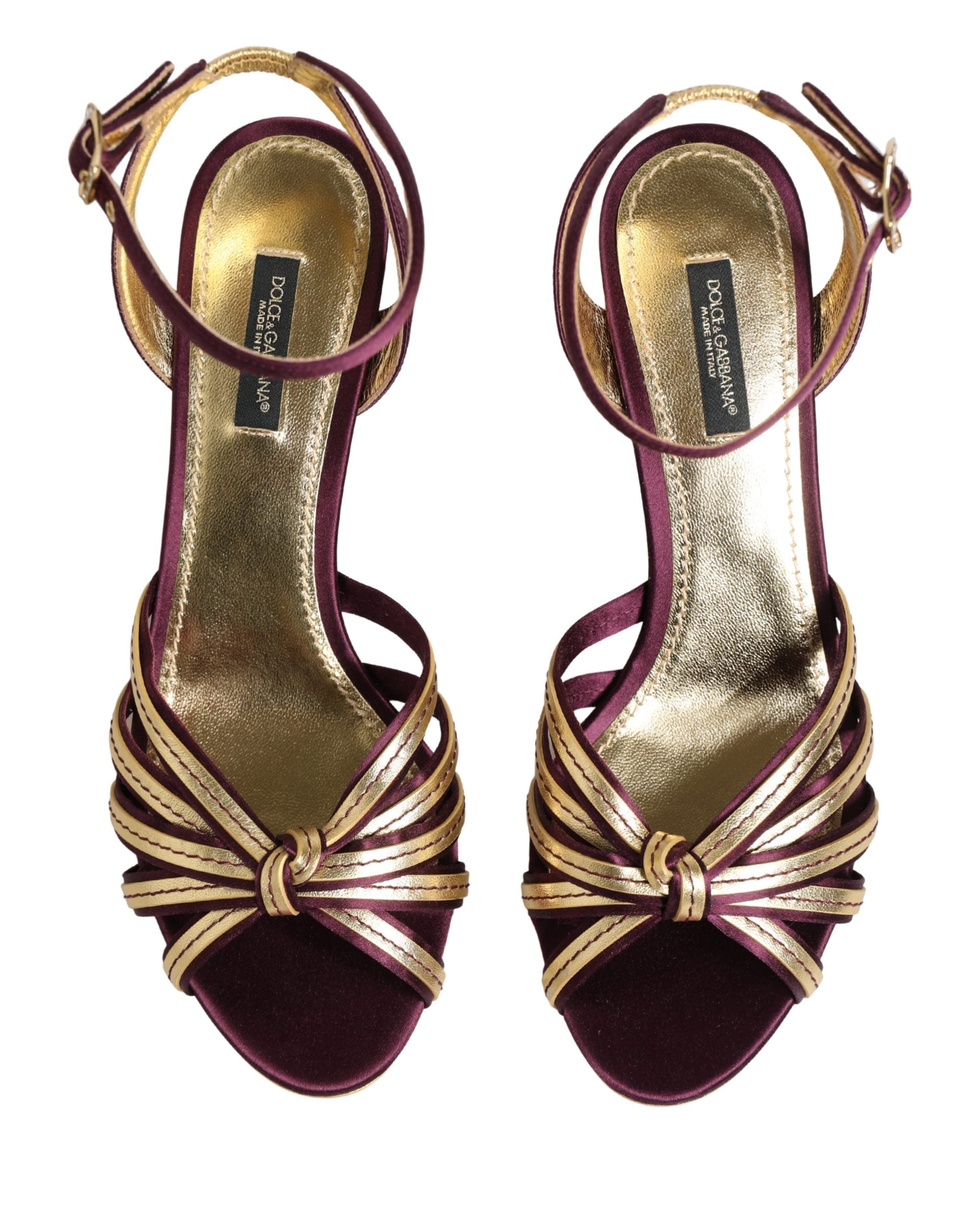 Dolce & Gabbana Purple Gold Keira Pearl Heels Sandals Women's Shoes