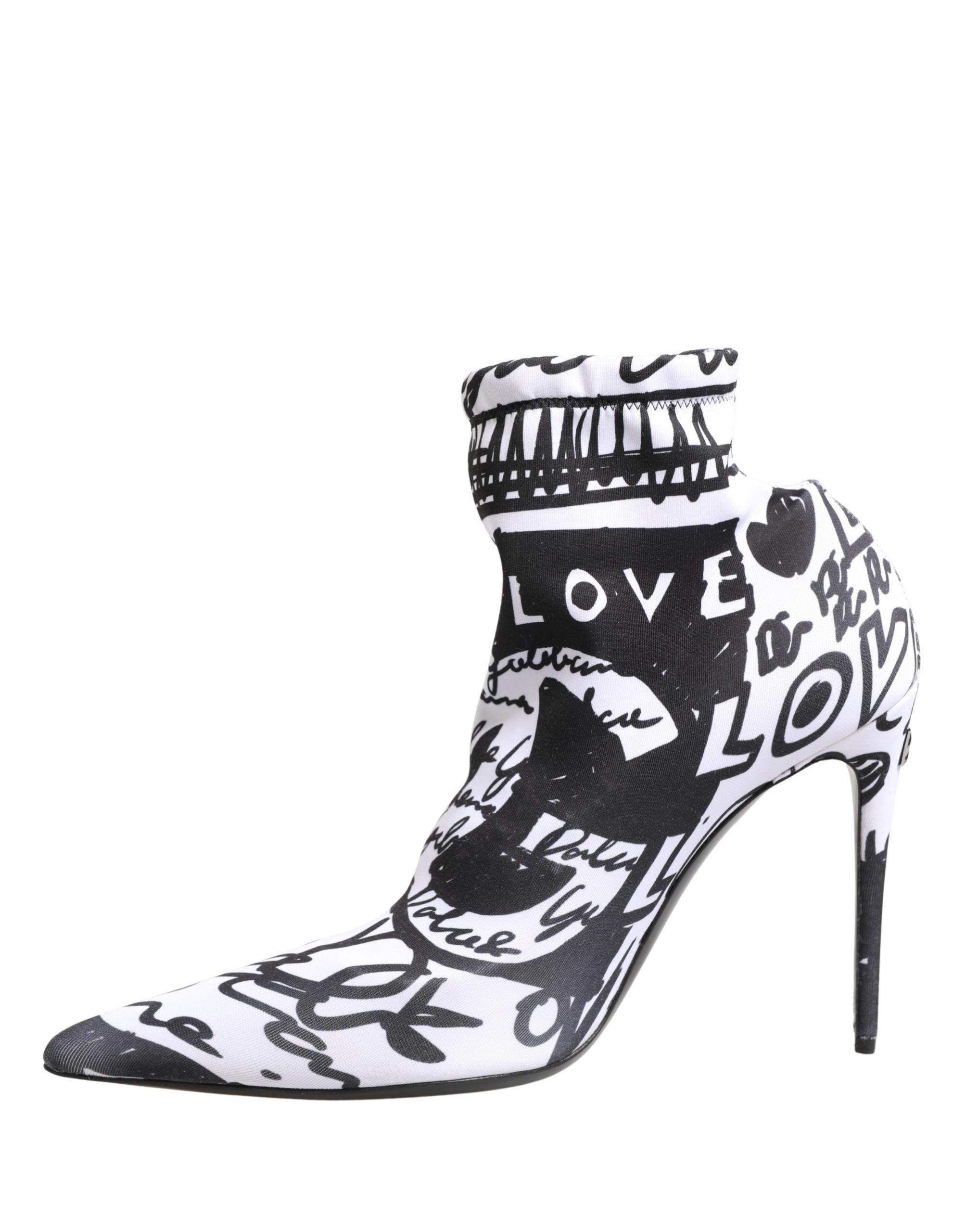 Dolce & Gabbana White Graffiti Stretch Ankle Boots Women's Shoes
