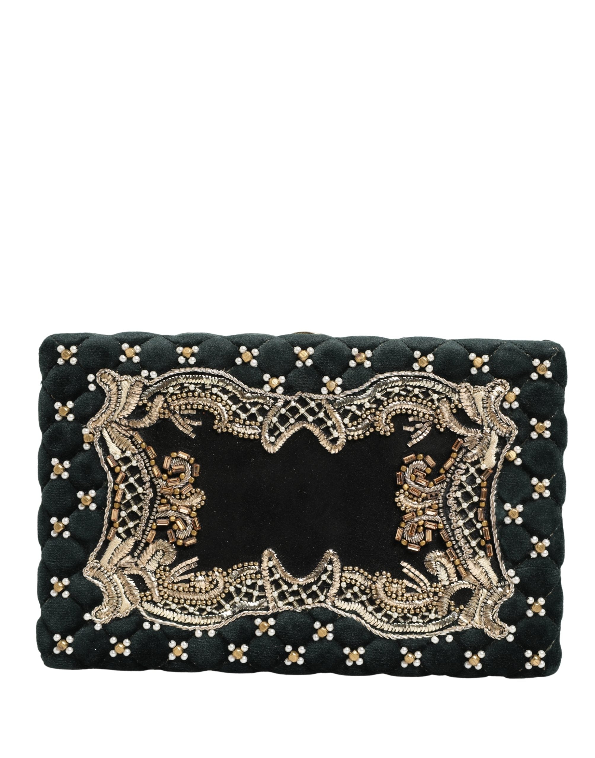 Dolce & Gabbana Black Velvet Gold Frame Clutch Evening Clutch Purse Women's Bag (Pre-Owned)