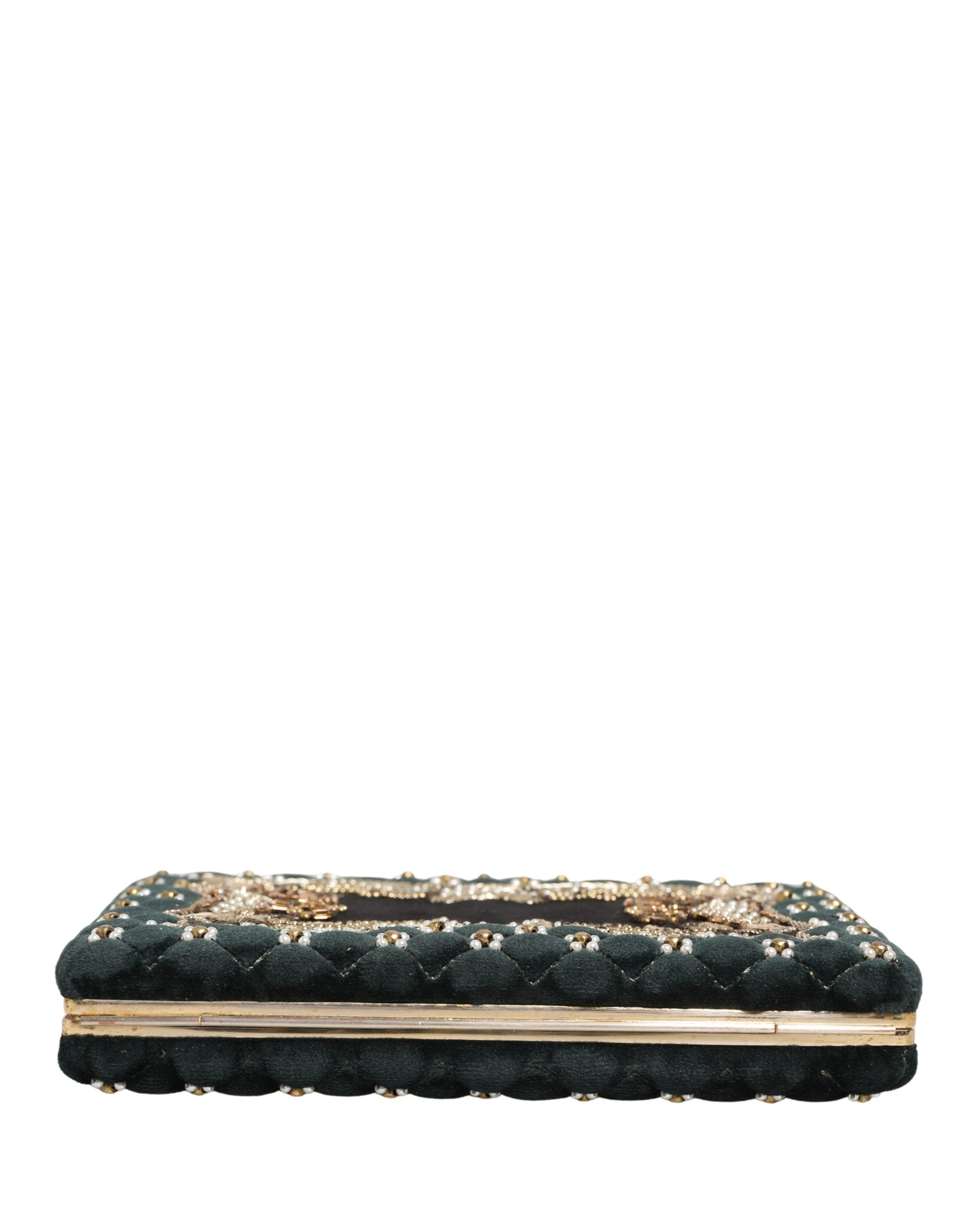 Dolce & Gabbana Black Velvet Gold Frame Clutch Evening Clutch Purse Women's Bag (Pre-Owned)