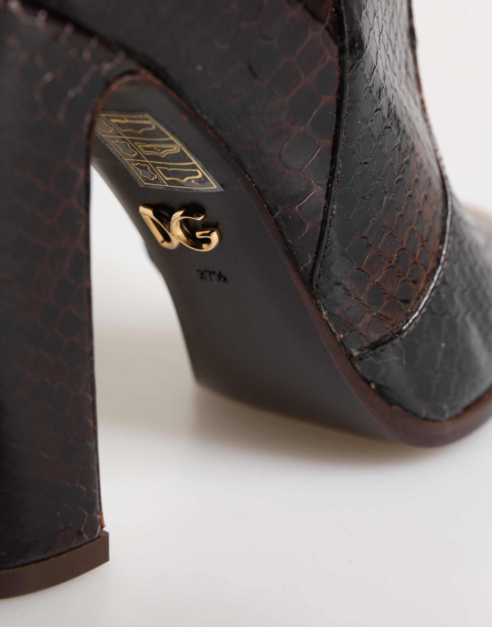 Dolce & Gabbana Brown Exotic Leather Knee High Boots Women's Shoes
