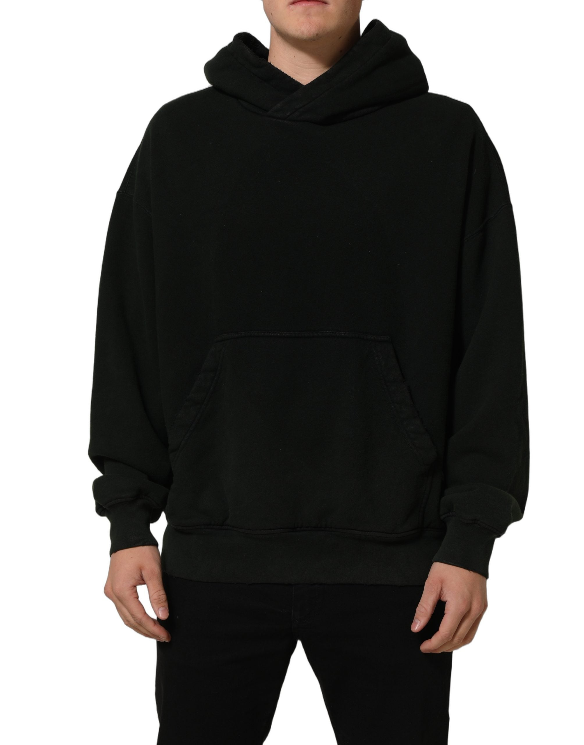 Dolce & Gabbana Black Cotton Hooded Men Sweatshirt Men's Sweater
