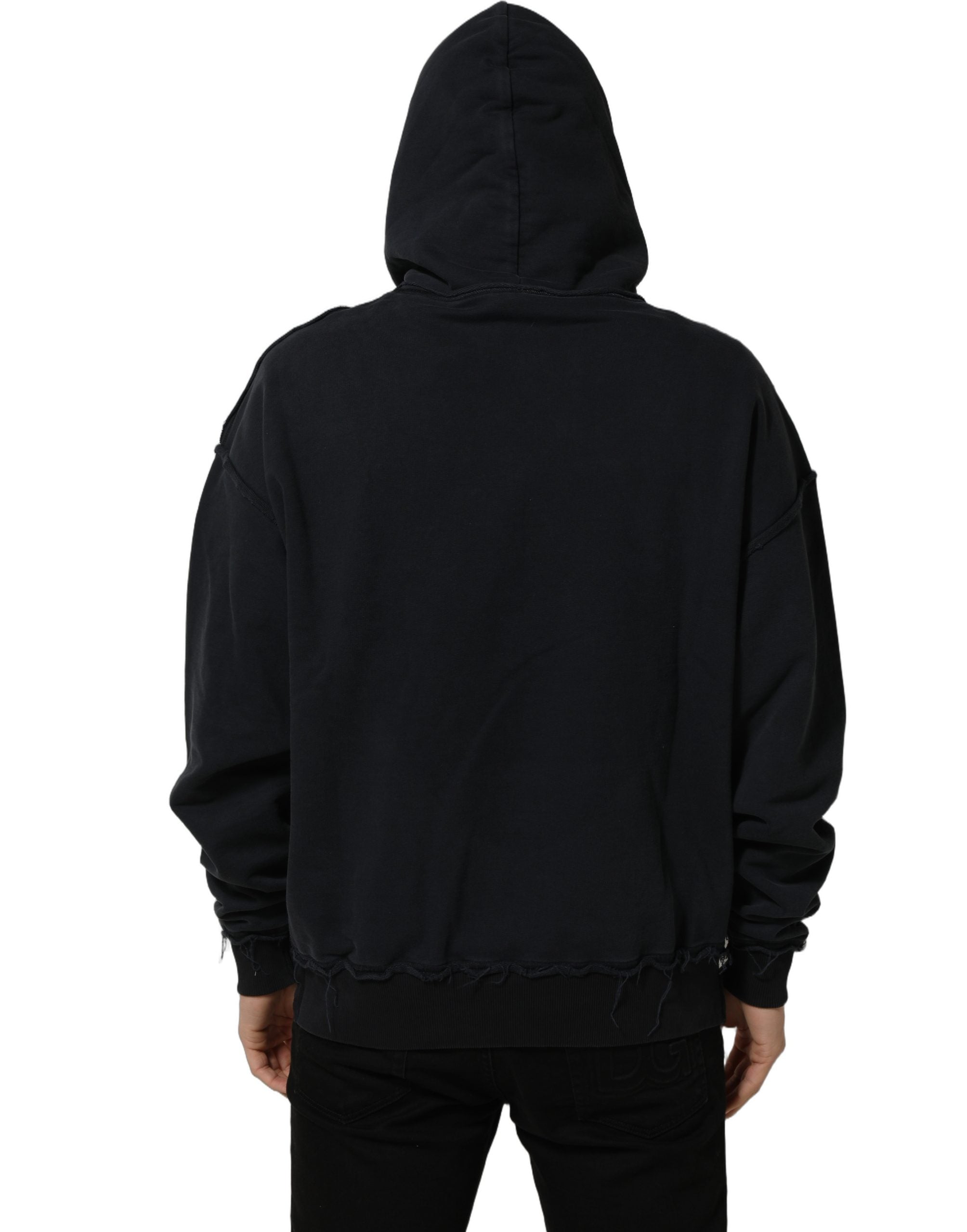 Dolce & Gabbana Black Anchor Print Hooded Sweatshirt Men's Sweater