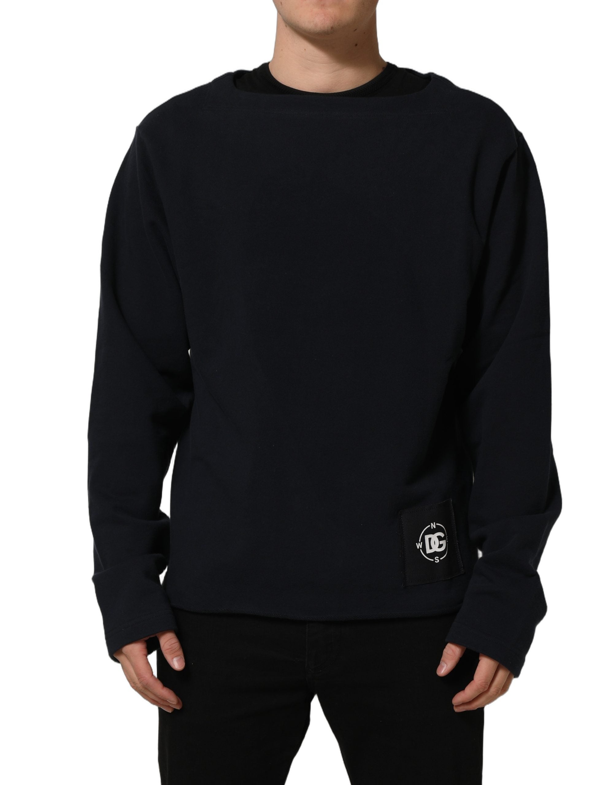 Dolce & Gabbana Dark Blue Logo Cotton Sweatshirt Men's Sweater