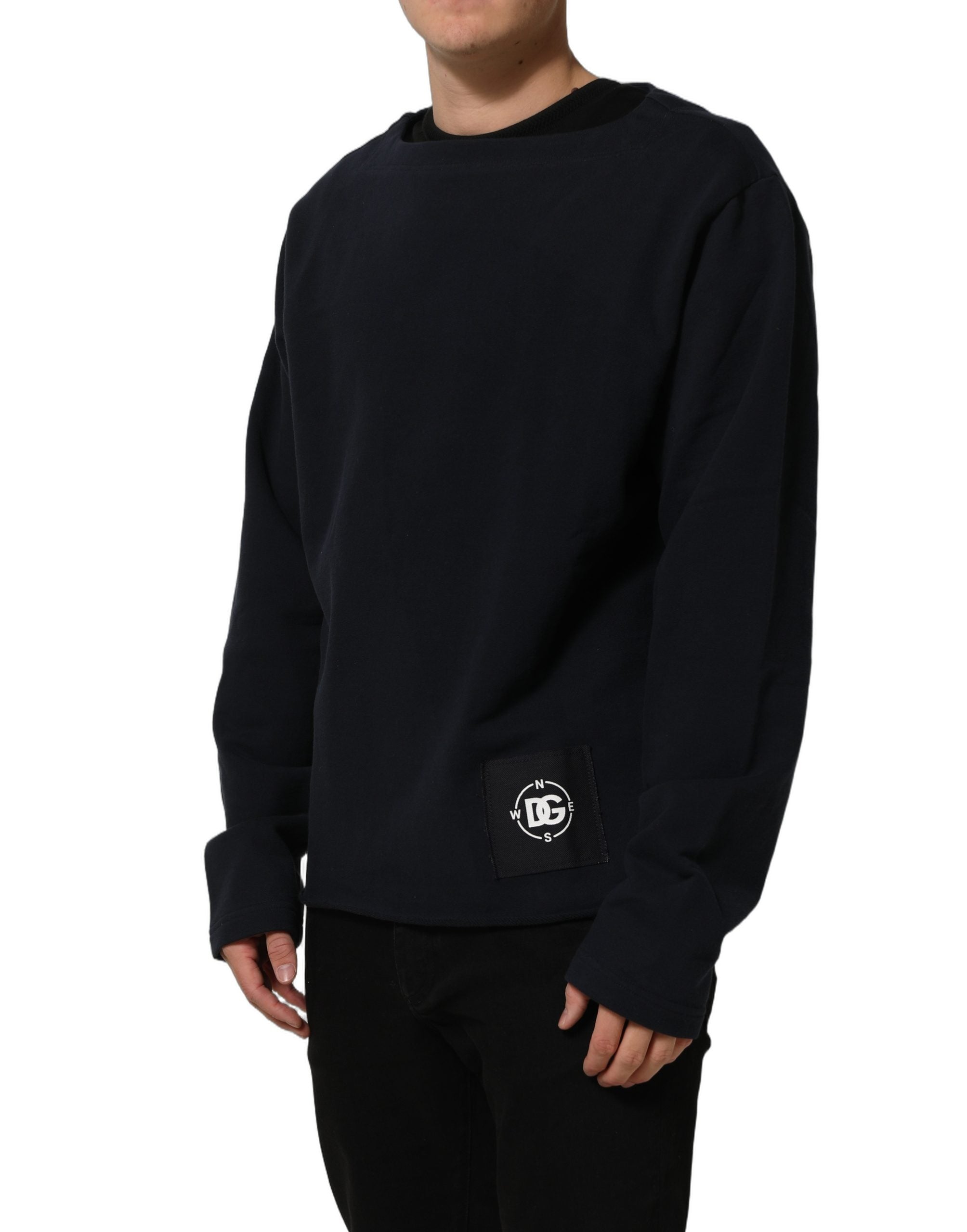 Dolce & Gabbana Dark Blue Logo Cotton Sweatshirt Men's Sweater