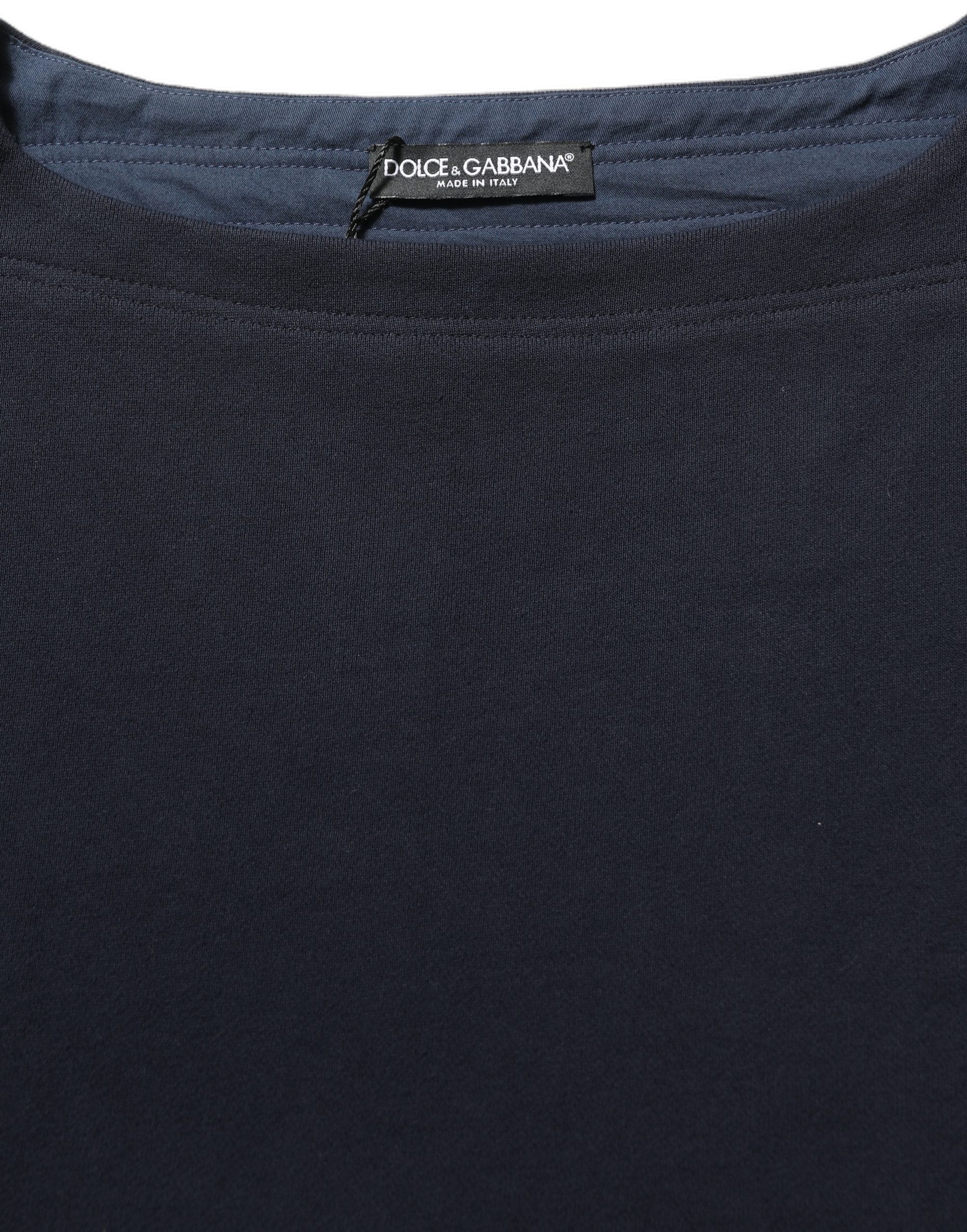 Dolce & Gabbana Dark Blue Logo Cotton Sweatshirt Men's Sweater