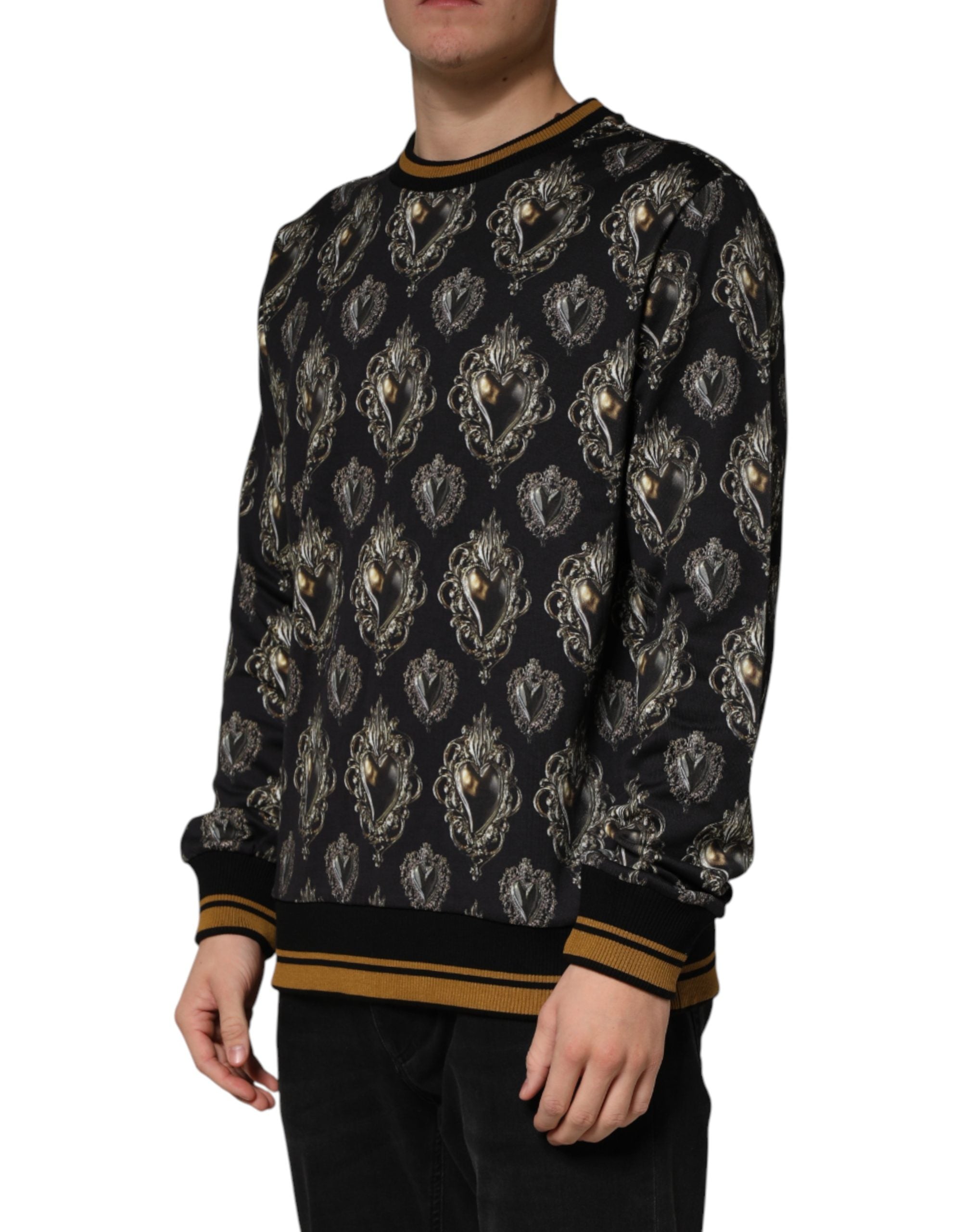 Dolce & Gabbana Black Sacred Heart Cotton Sweatshirt Men's Sweater (Pre-Owned)