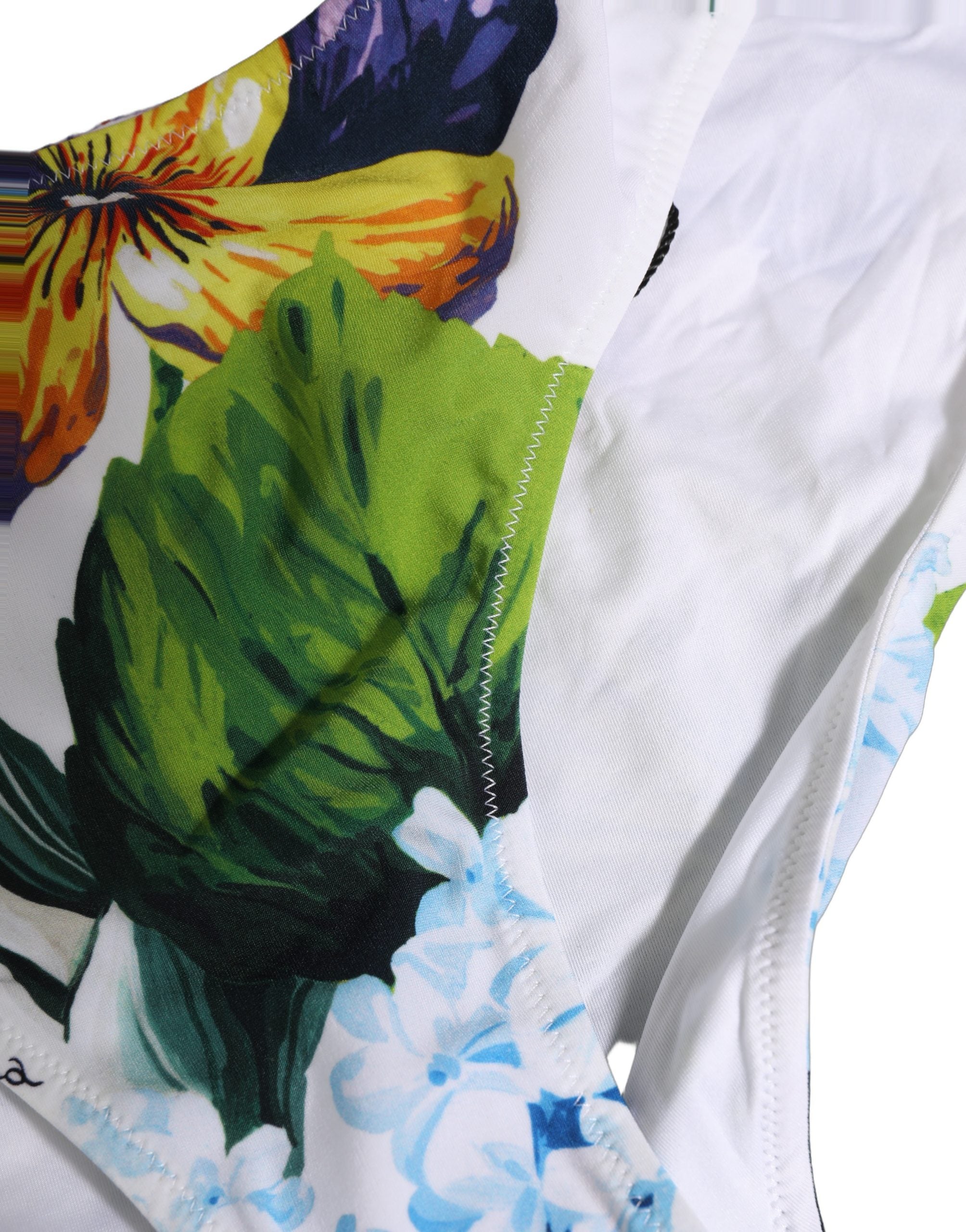 Dolce & Gabbana White Floral Bandeau Brief Two Piece Women's Swimwear (Pre-Owned)