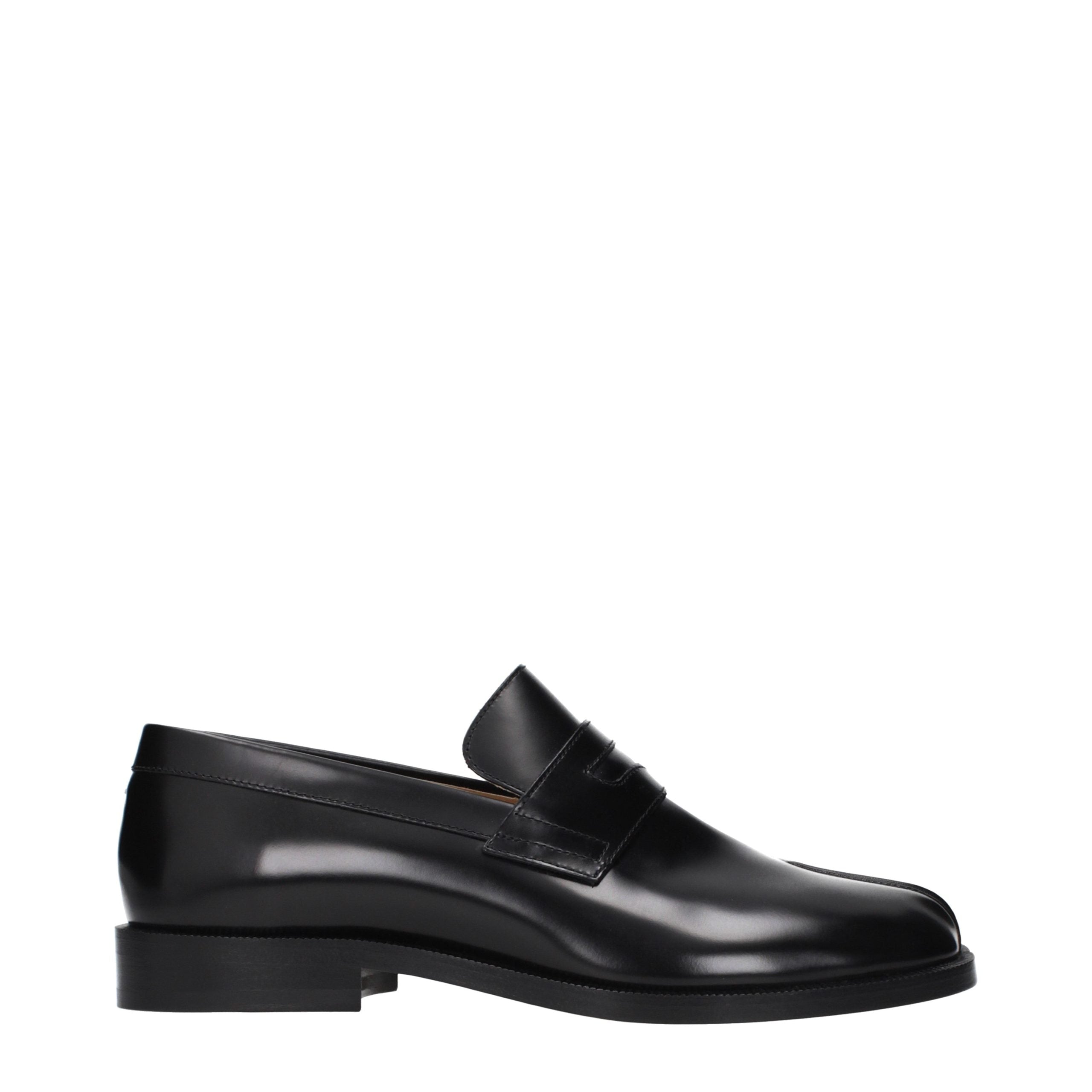 Maison Margiela Black Leather Slip-On Men's Loafers
