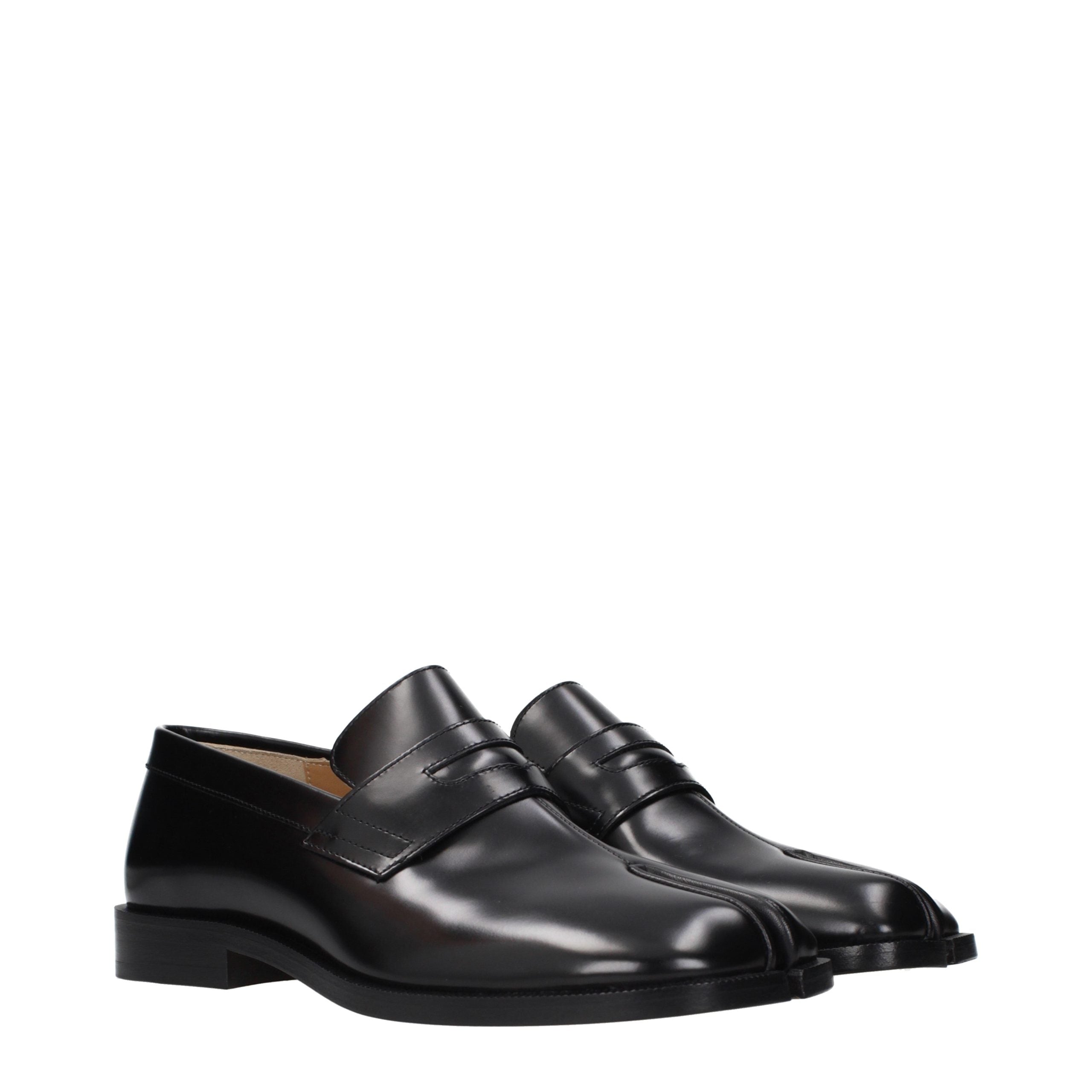 Maison Margiela Black Leather Slip-On Men's Loafers
