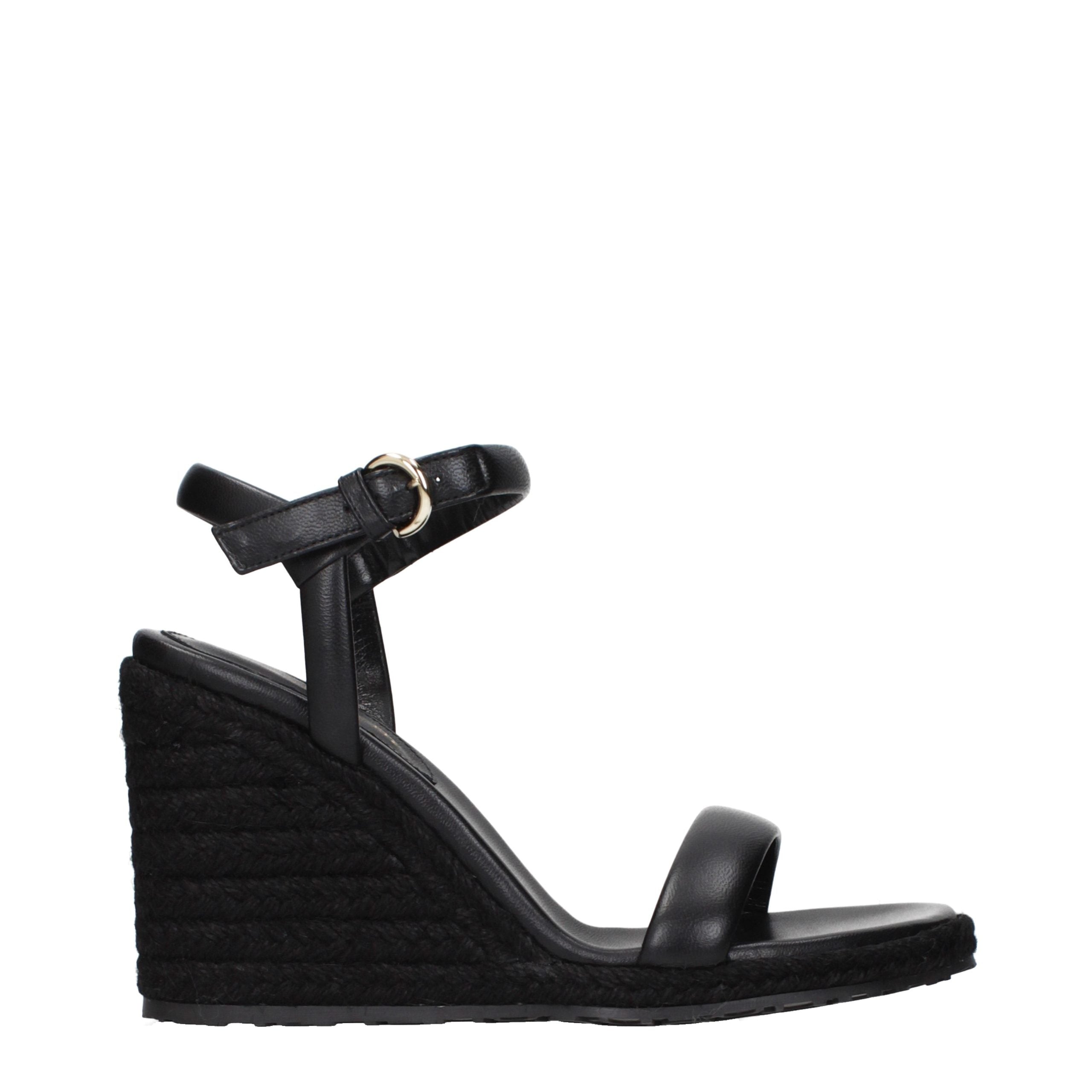 Gianvito Rossi Black Leather Wedge Women's Sandals