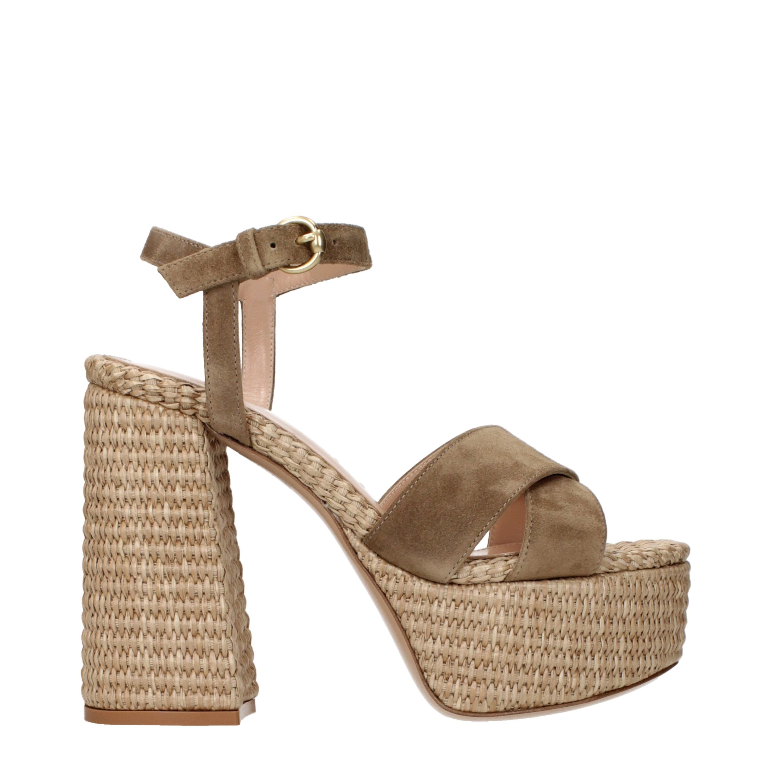 Gianvito Rossi Brown Leather Platform Women's Sandals