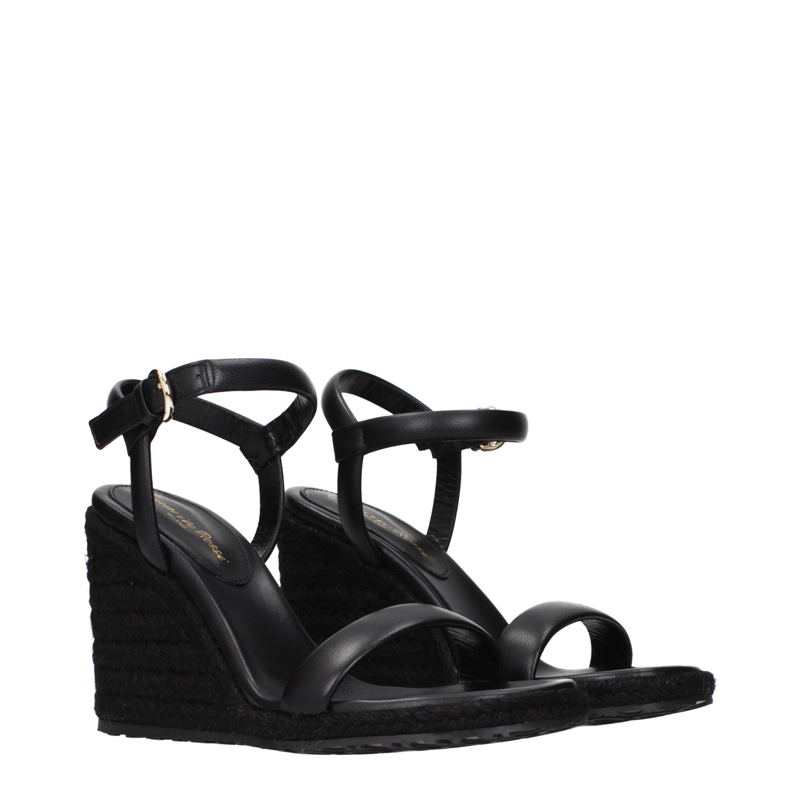 Gianvito Rossi Black Leather Wedge Women's Sandals