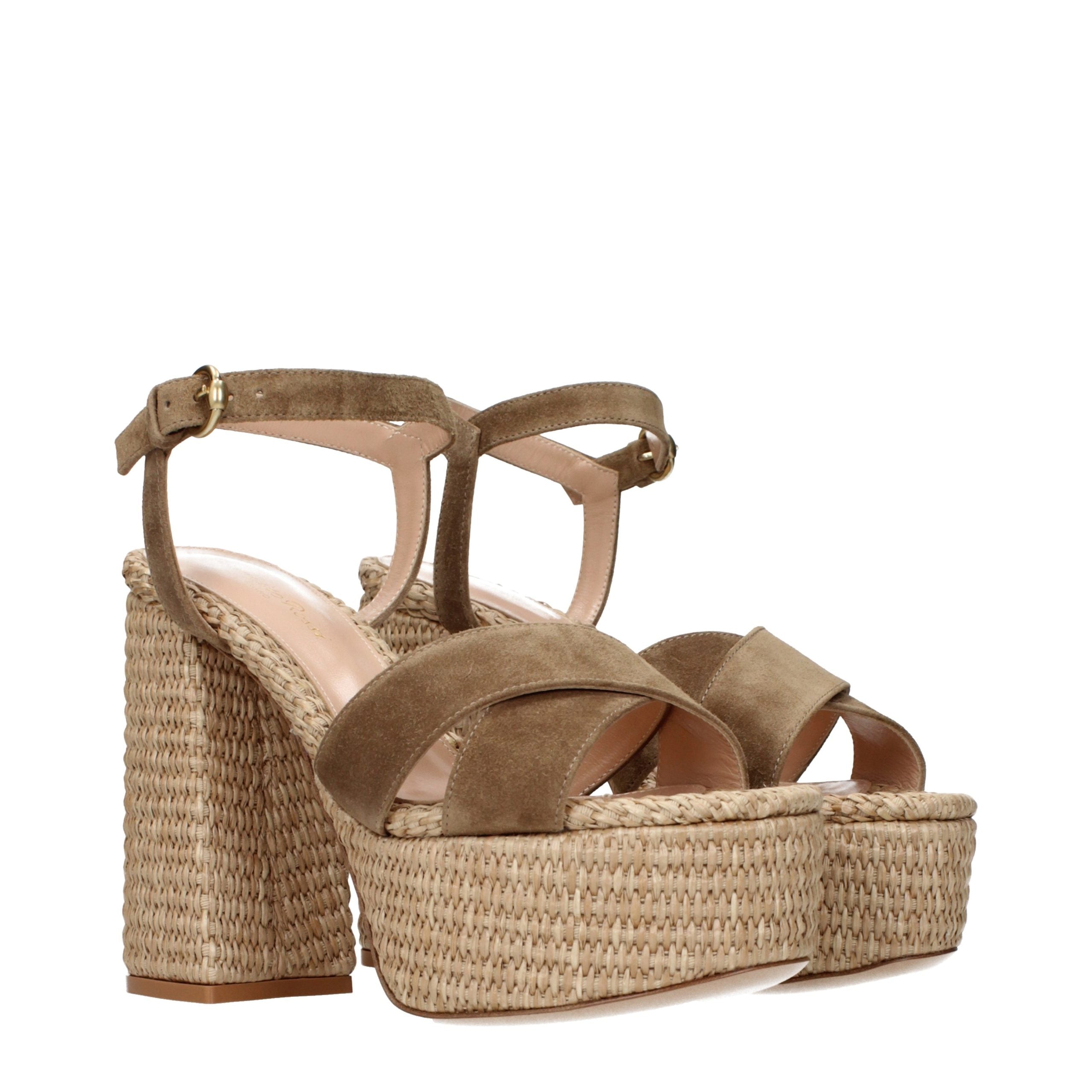 Gianvito Rossi Brown Leather Platform Women's Sandals