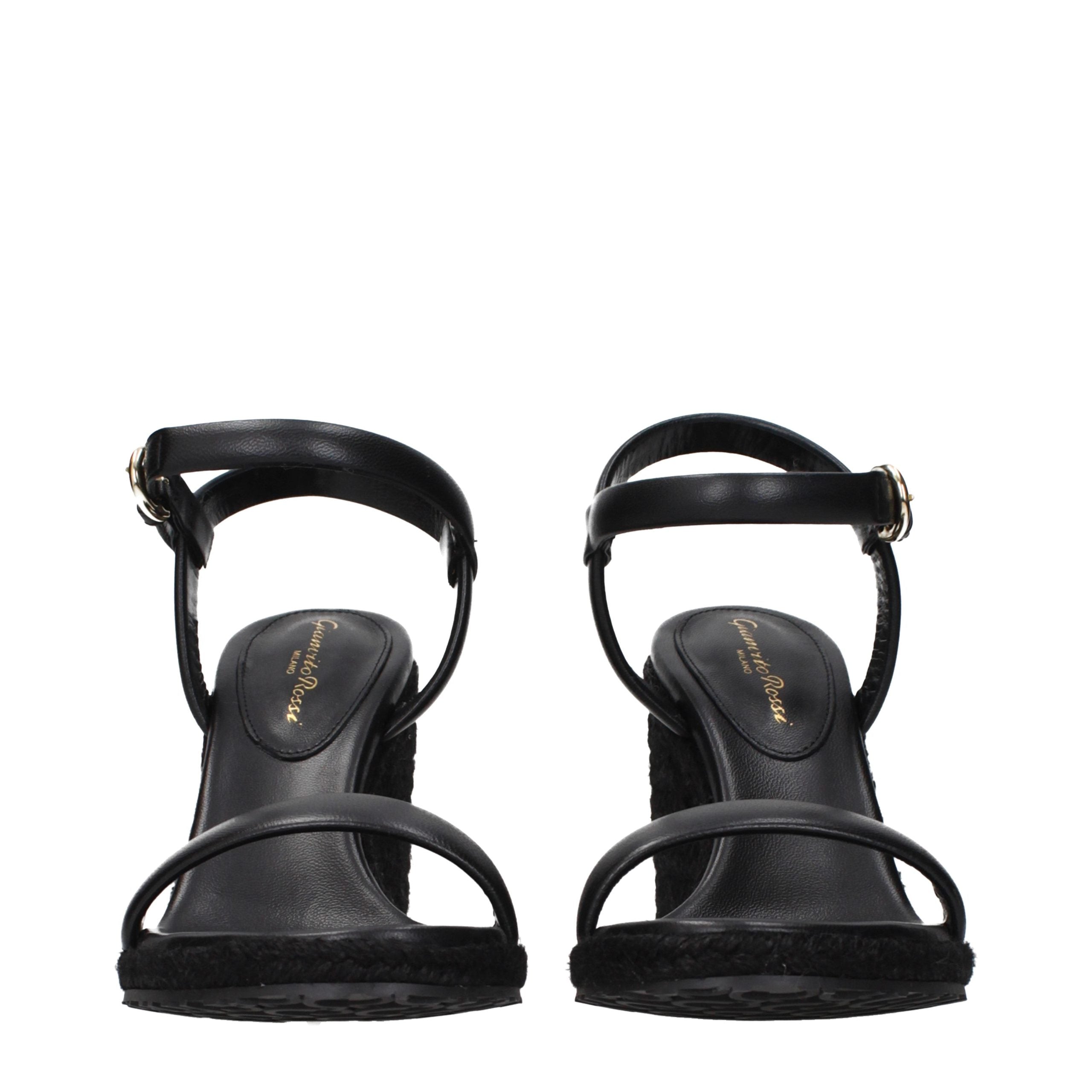 Gianvito Rossi Black Leather Wedge Women's Sandals