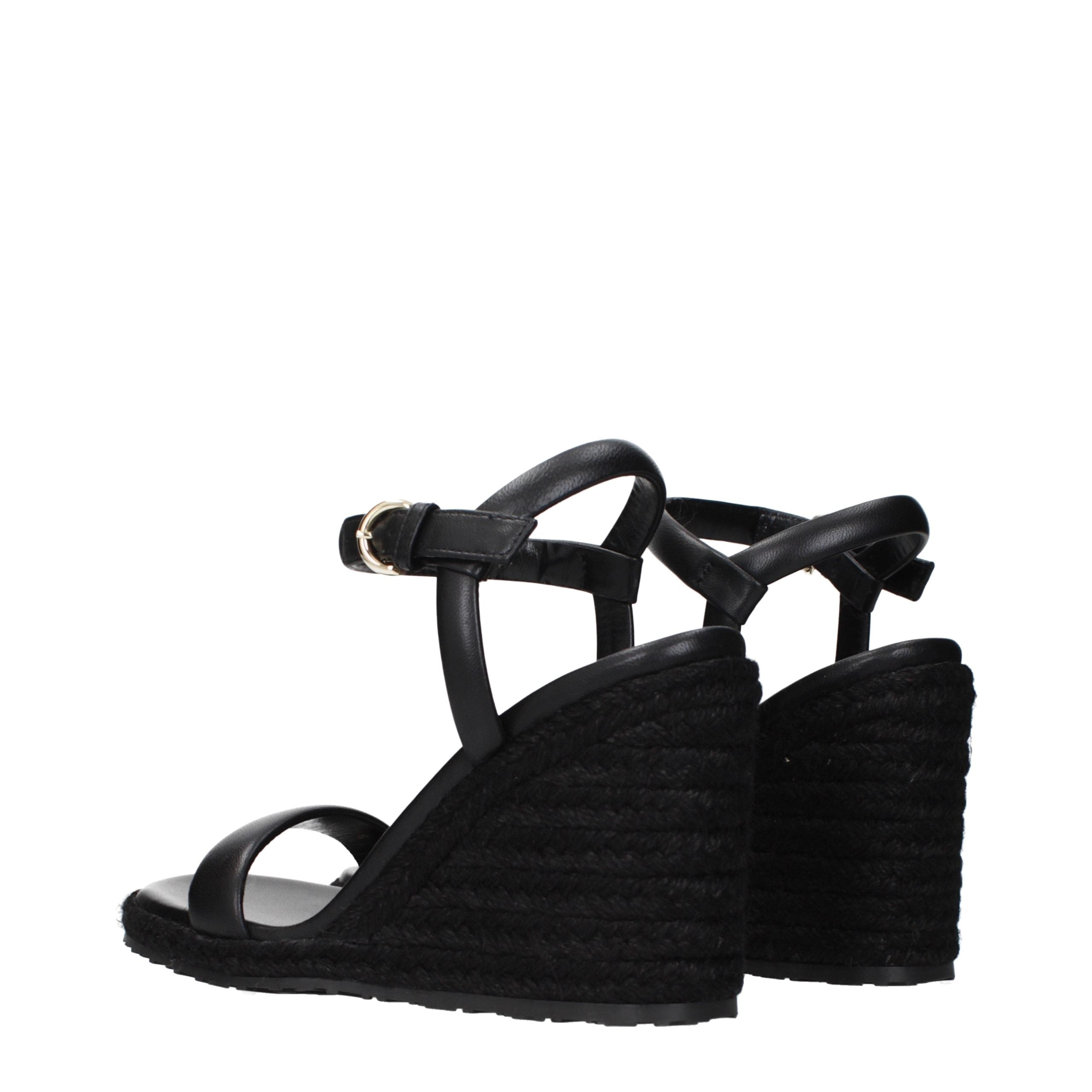 Gianvito Rossi Black Leather Wedge Women's Sandals