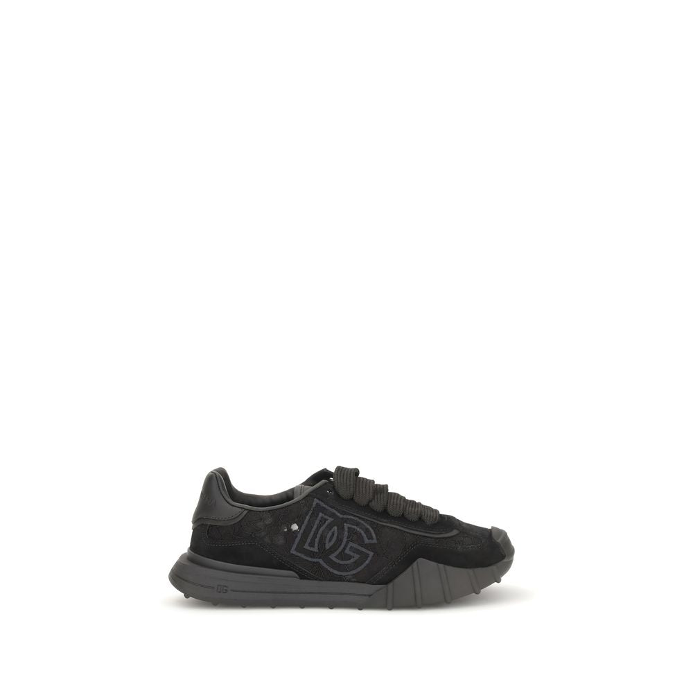Dolce & Gabbana Black Calf Leather Bos Taurus Chunky Women's Sneakers
