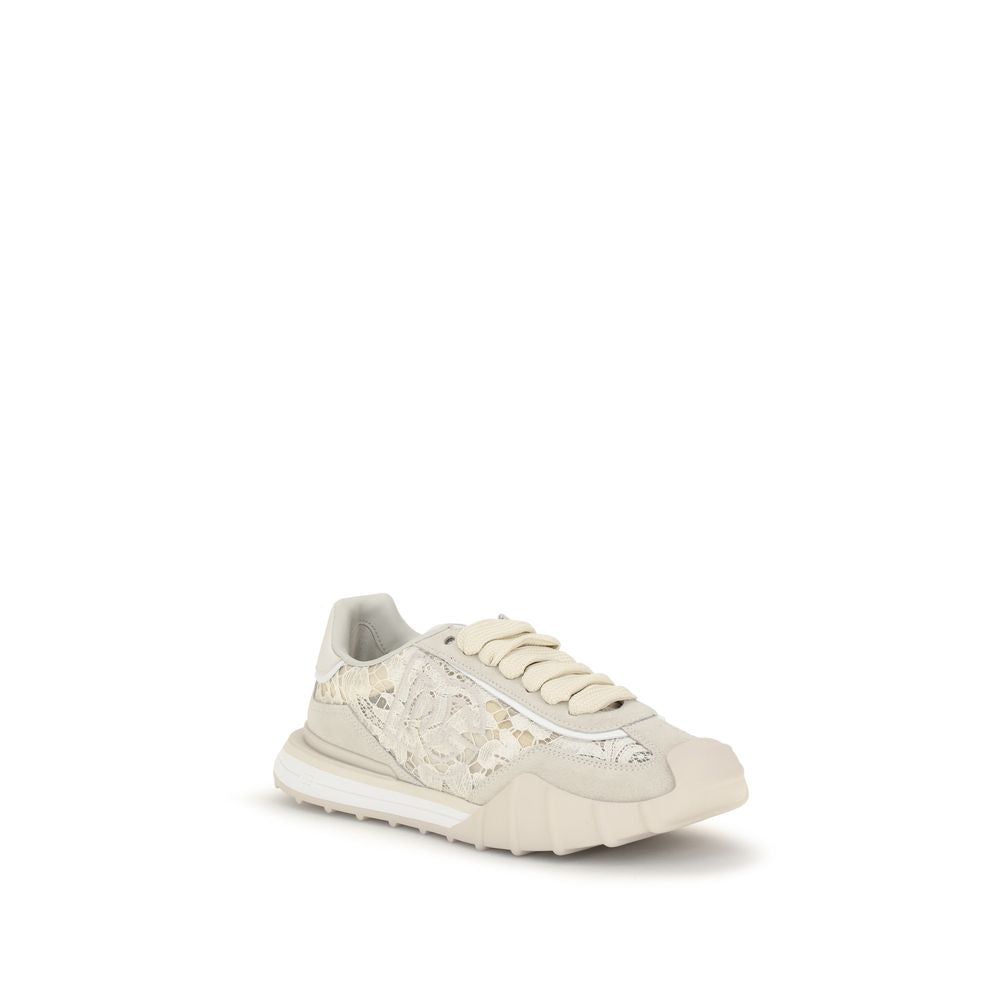 Dolce & Gabbana Beige Calf Leather Bos Taurus Women's Sneakers