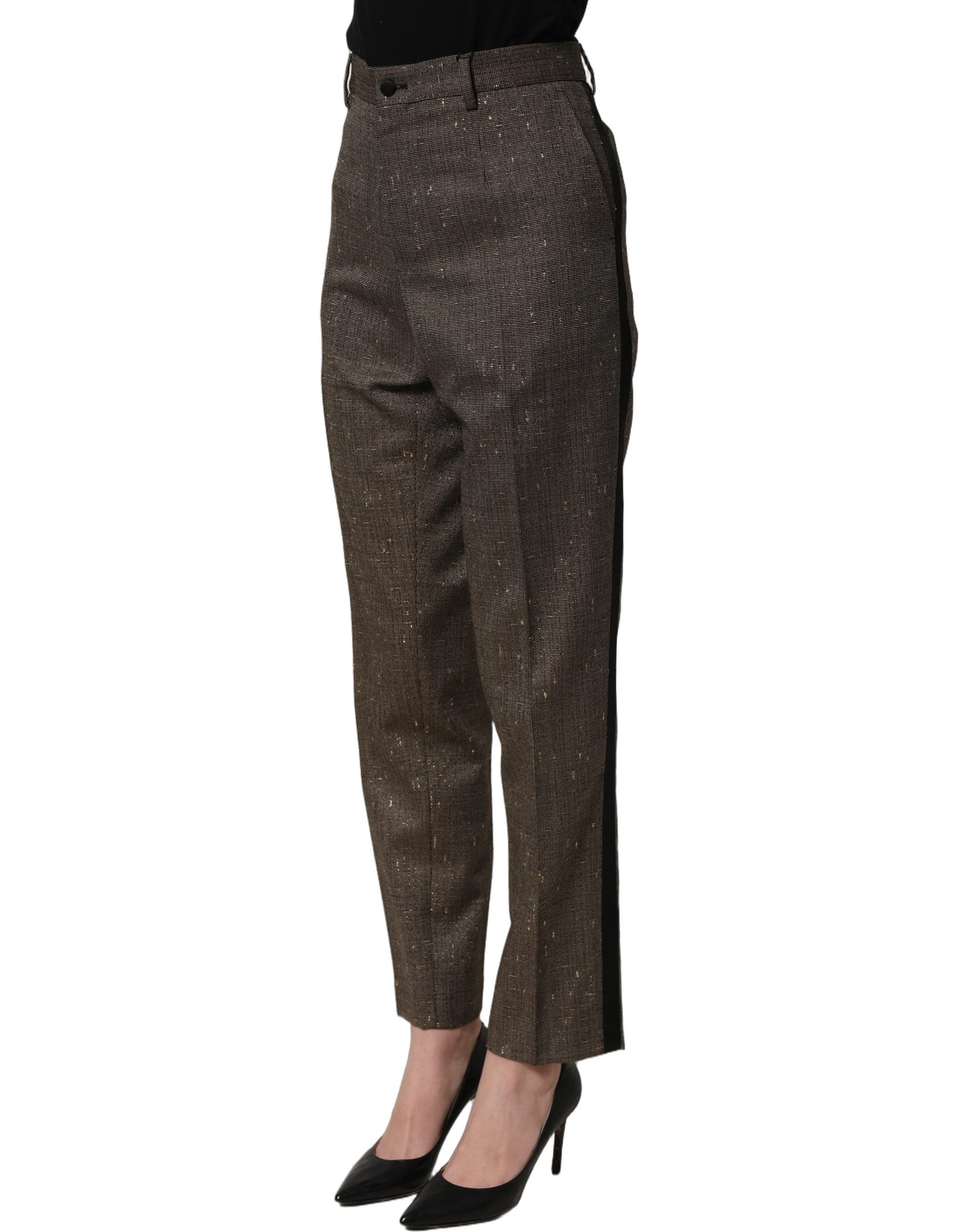 Dolce & Gabbana Dark Brown HighWaist Tapered Trouser Women's Pants (Pre-Owned)